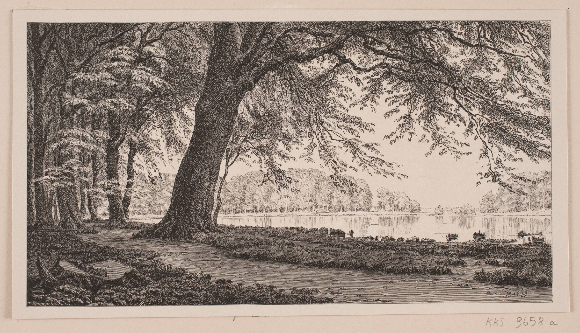 Forårseftermiddag ved Fuglesangsøen i Dyrehaven, J. Hildebrand, 1880