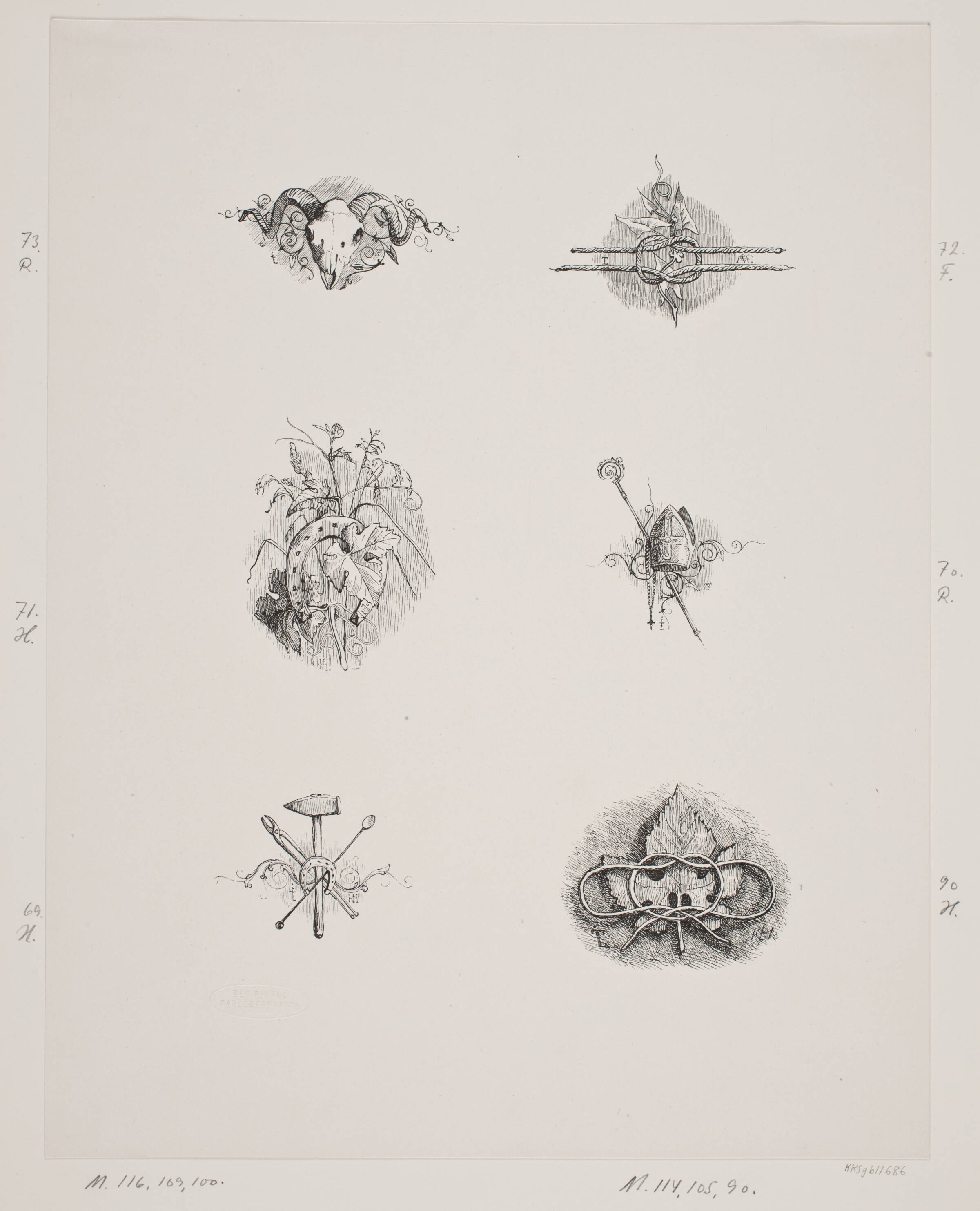 Seks træsnit efter J. Th. Lundbye. Medlemsblad fra Den Danske Radeerforening, H.C. Henneberg, 1840-1849
