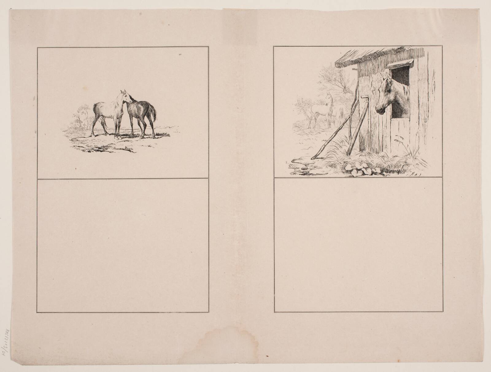 De to heste; Møllehesten, Adolph Kittendorff, 1845