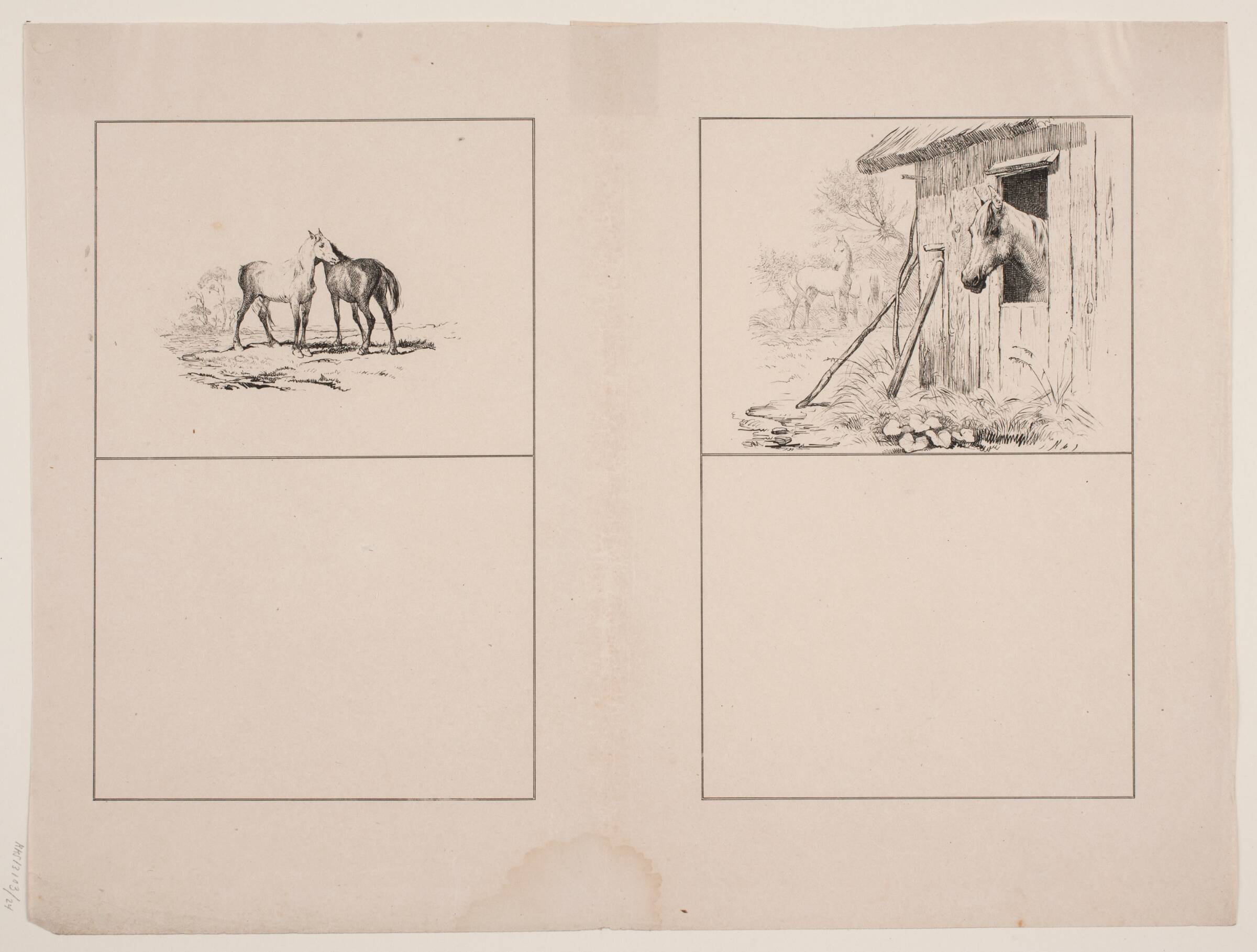 De to heste; Møllehesten, Adolph Kittendorff, 1845