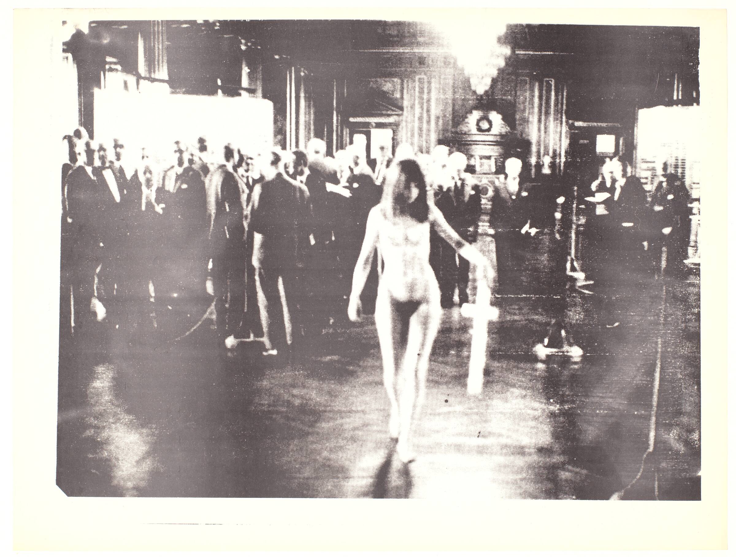 Blad fra serien "Den kvindelige Kristus". Børsaktionen 29.5.1969, Lene Adler Petersen, 1969