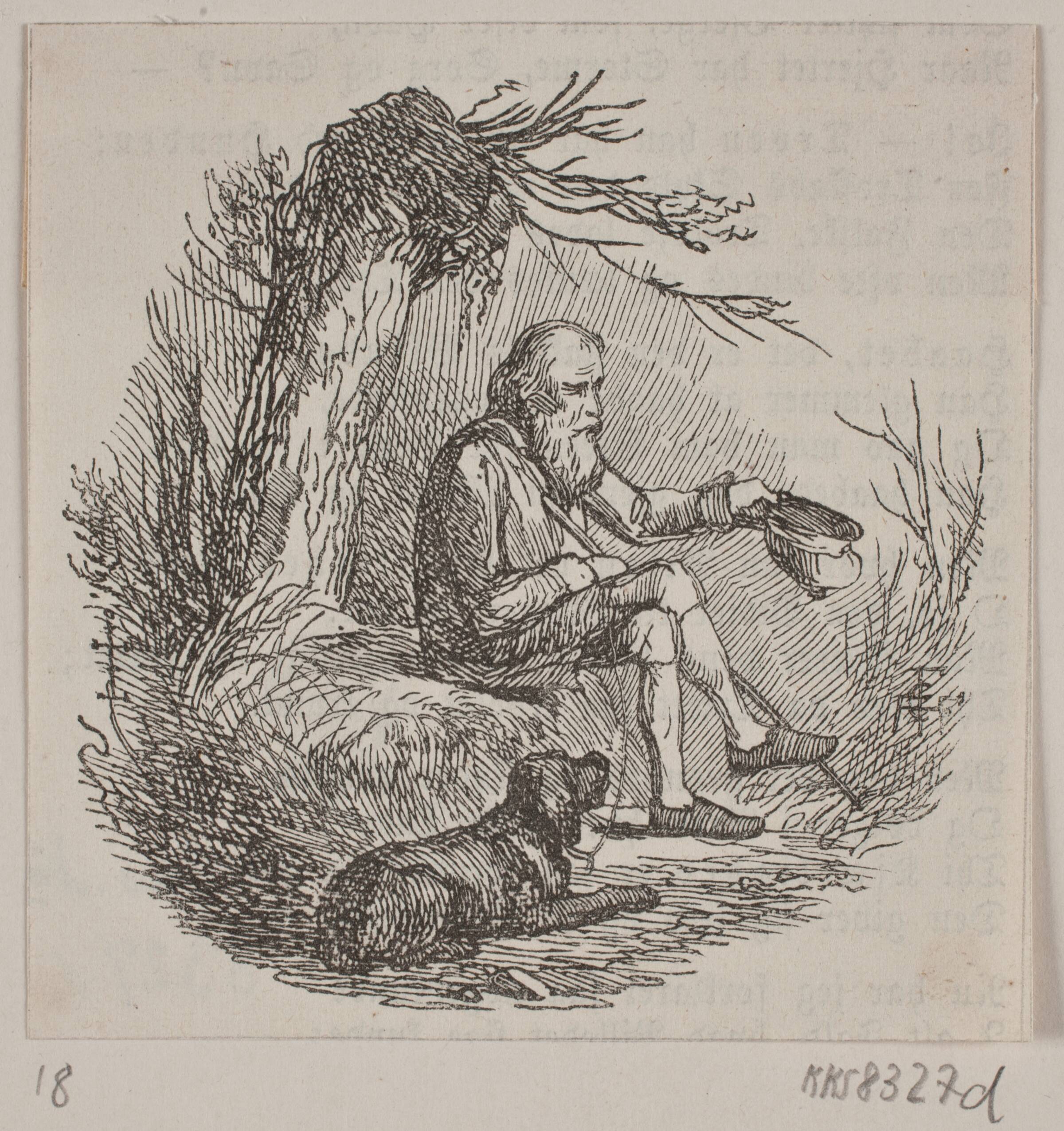 Betler under en pil, Andreas Flinch, 1841
