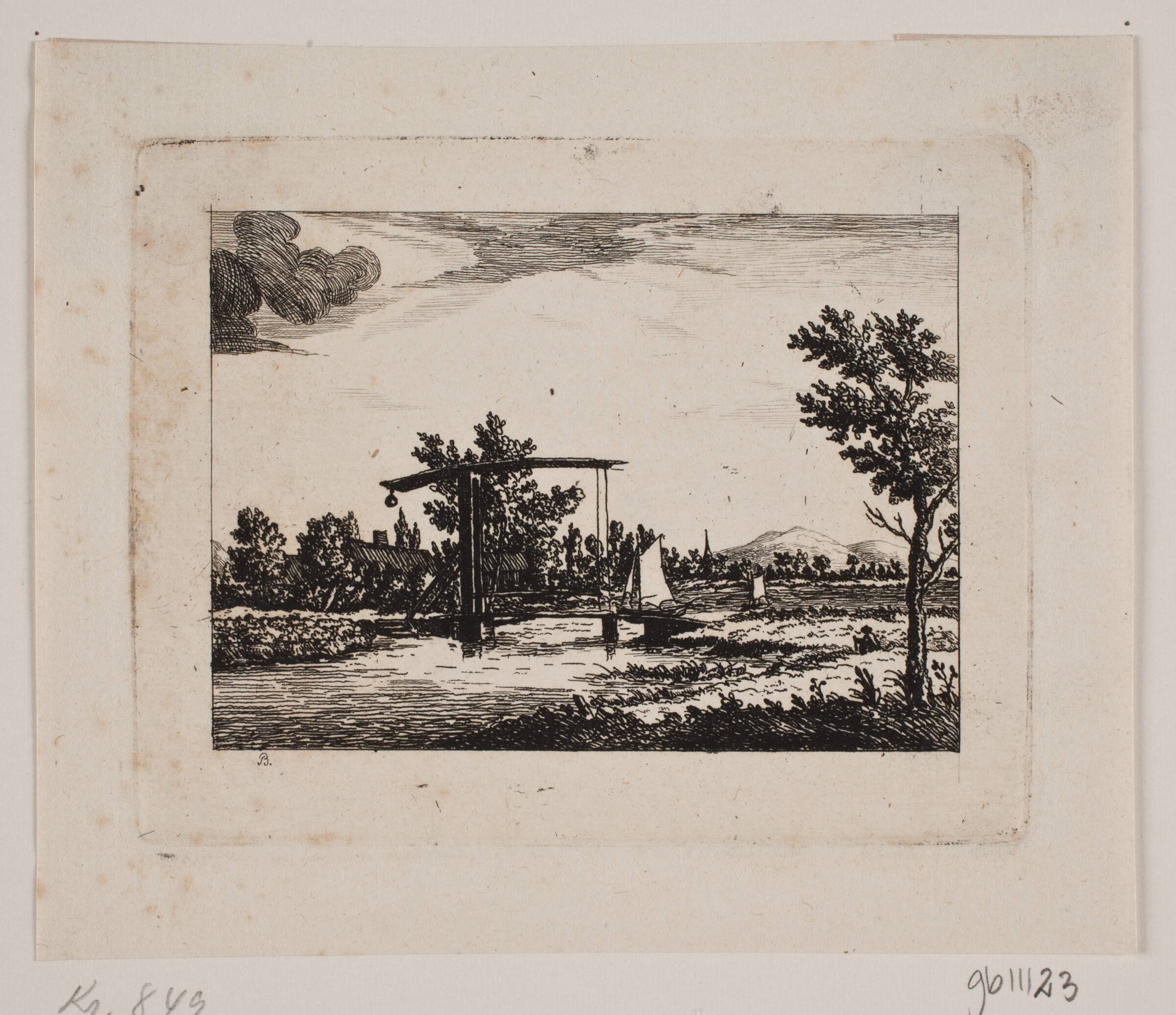 Landskab med vindebro, Johan Bülow, 1751-1828