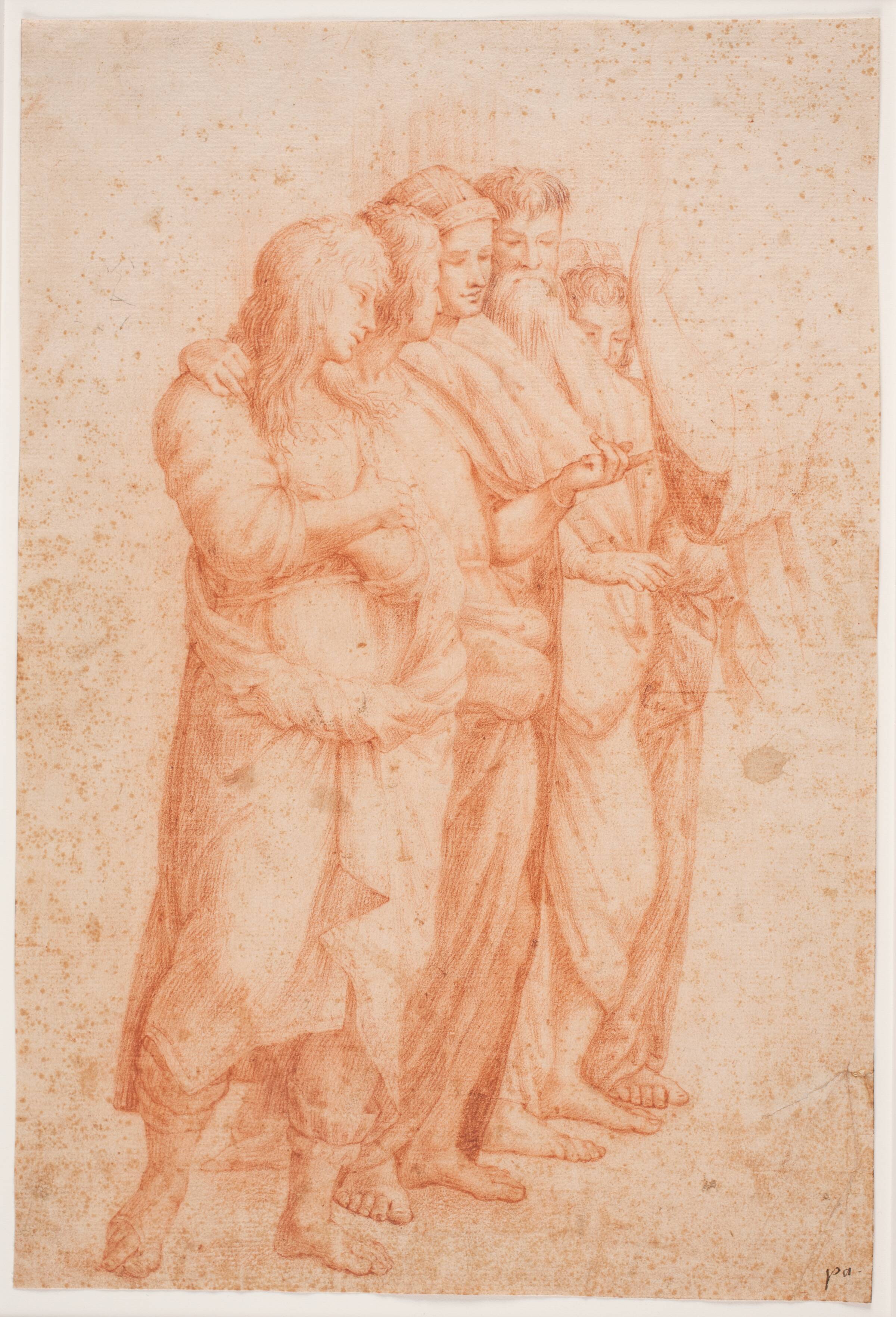Studie efter Rafael: Skolen i Athen (Den øvre filosofgruppe), Hendrik Krock, 1686-1738