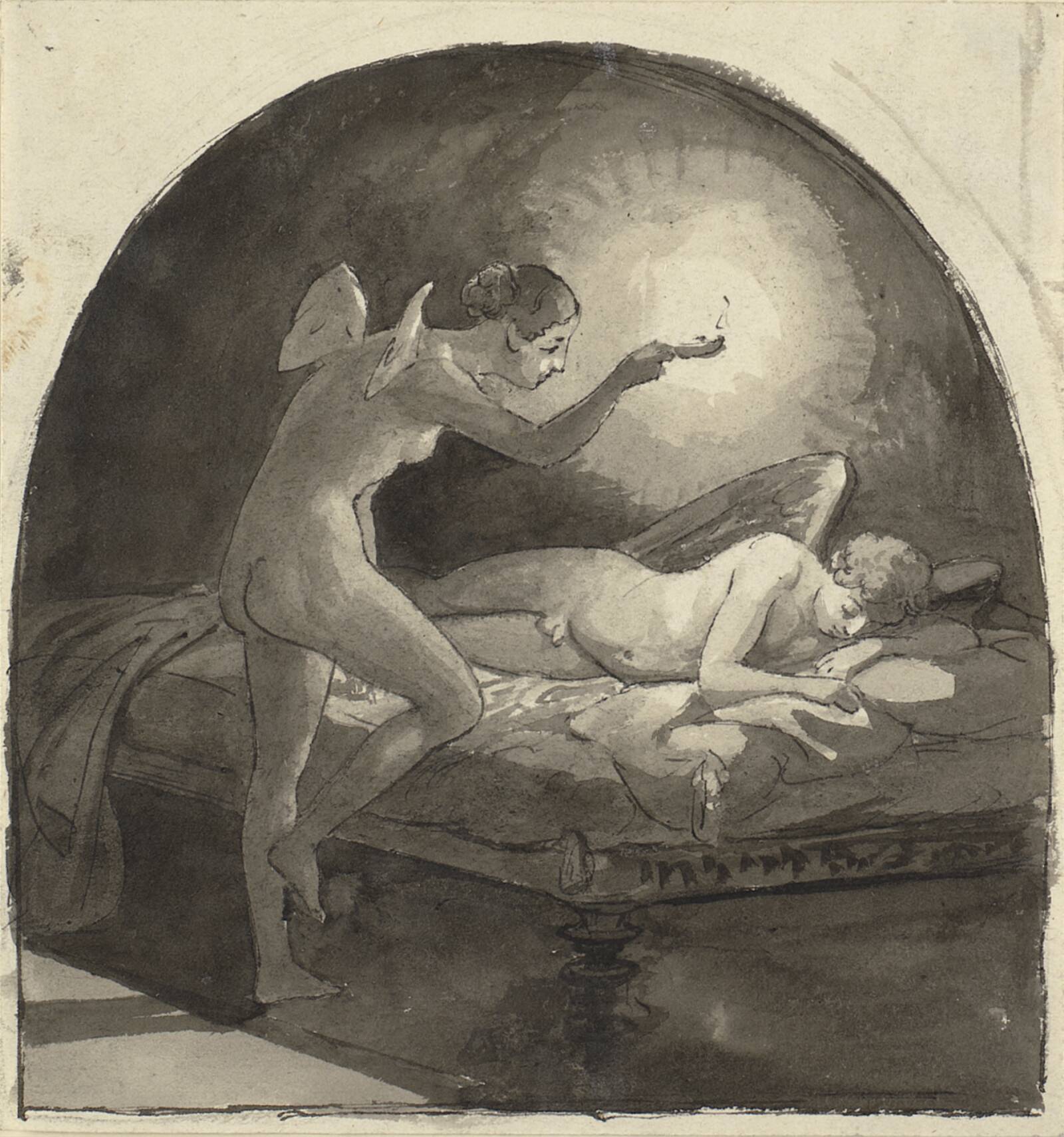 Psyke og den sovende Amor, Wilhelm Marstrand, 1810-1873