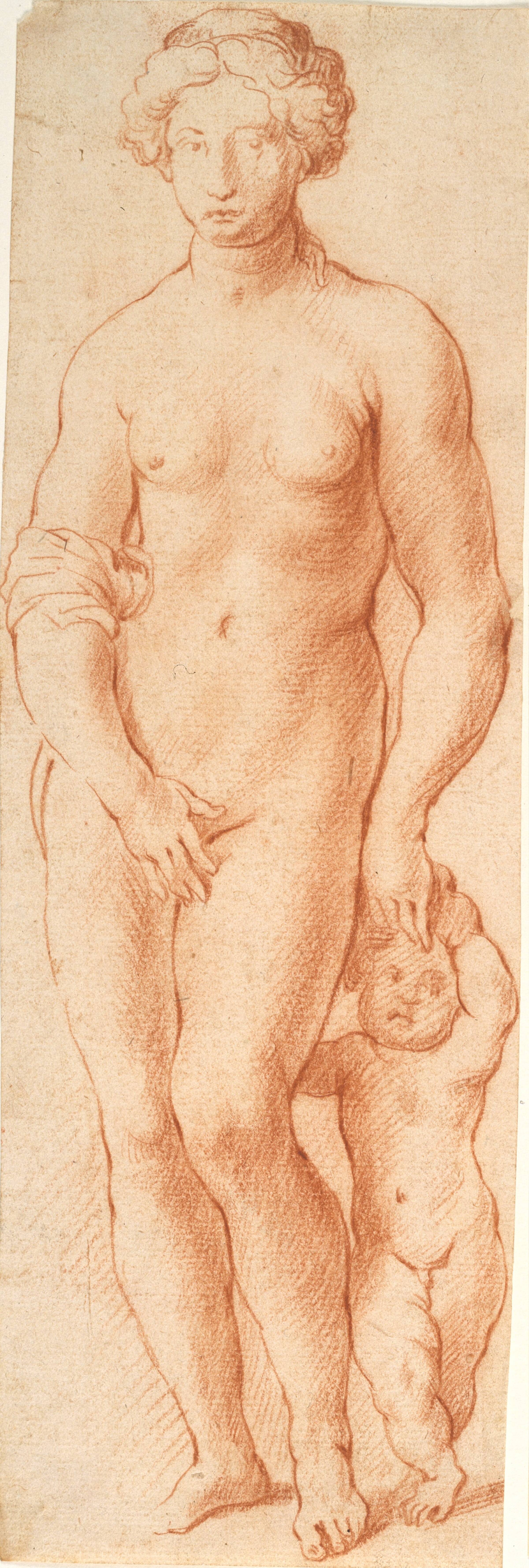 Venus og Amor. Skulpturgruppe set forfra, Willem Panneels, 1628-1630