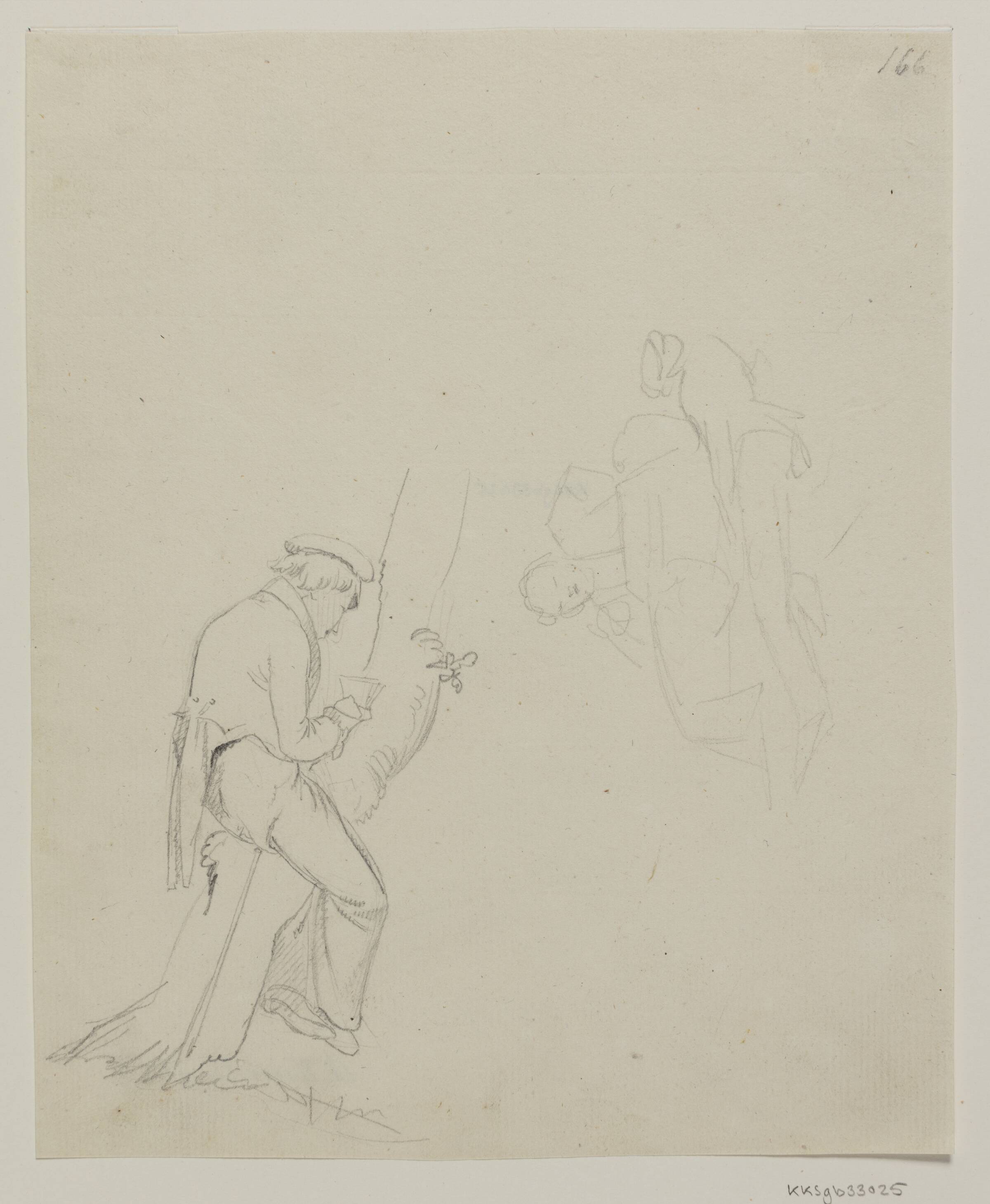 Tegnende kunstner i et træ og figurrids, Albert Küchler, 1823