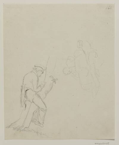 Tegnende kunstner i et træ og figurrids