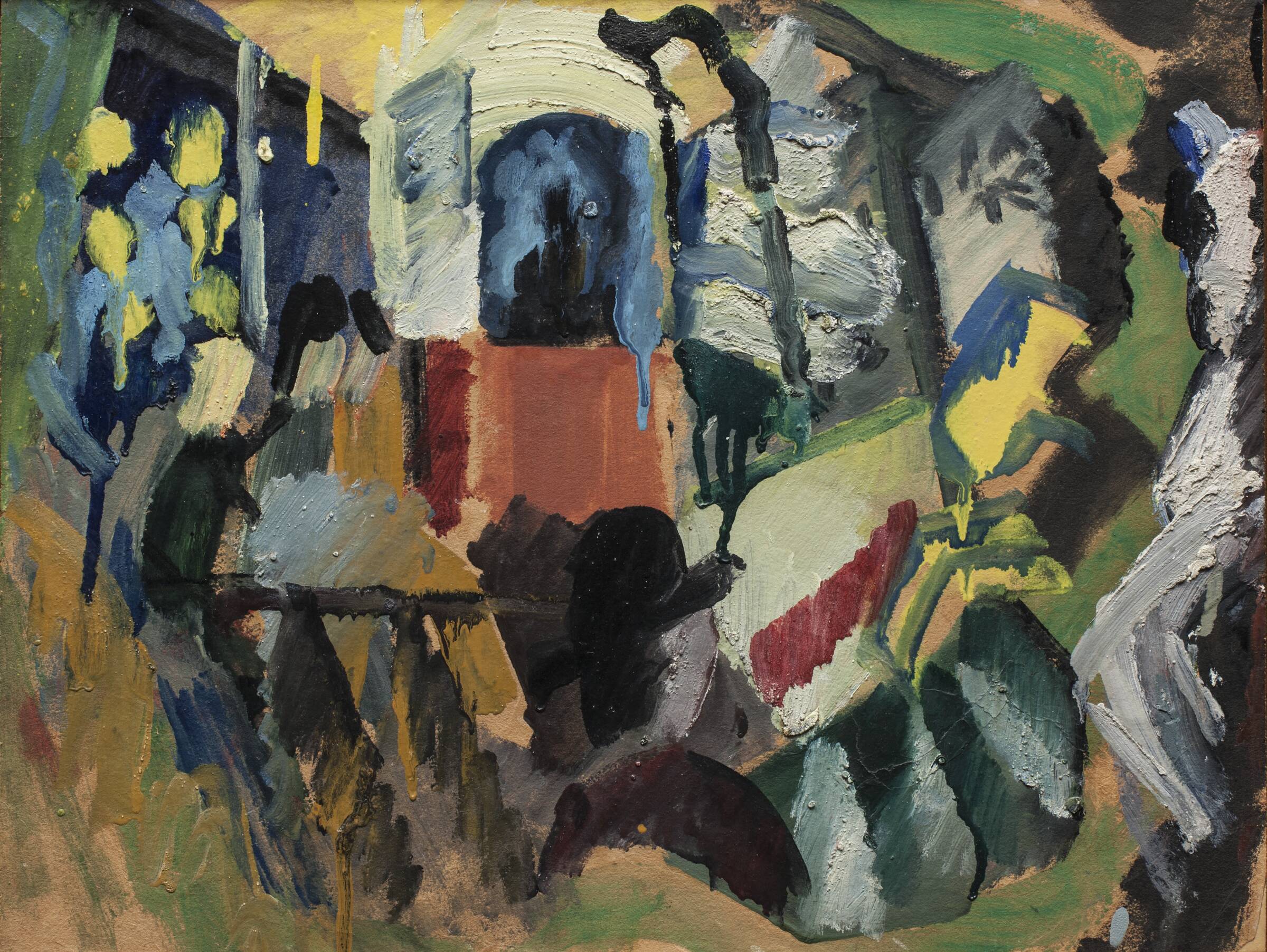 Skitse til komposition: Sporvogne, William Scharff, 1917