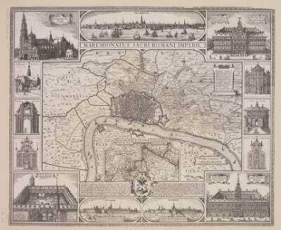 Plan af Antwerpen med prospekt af byen og de vigtigste bygninger