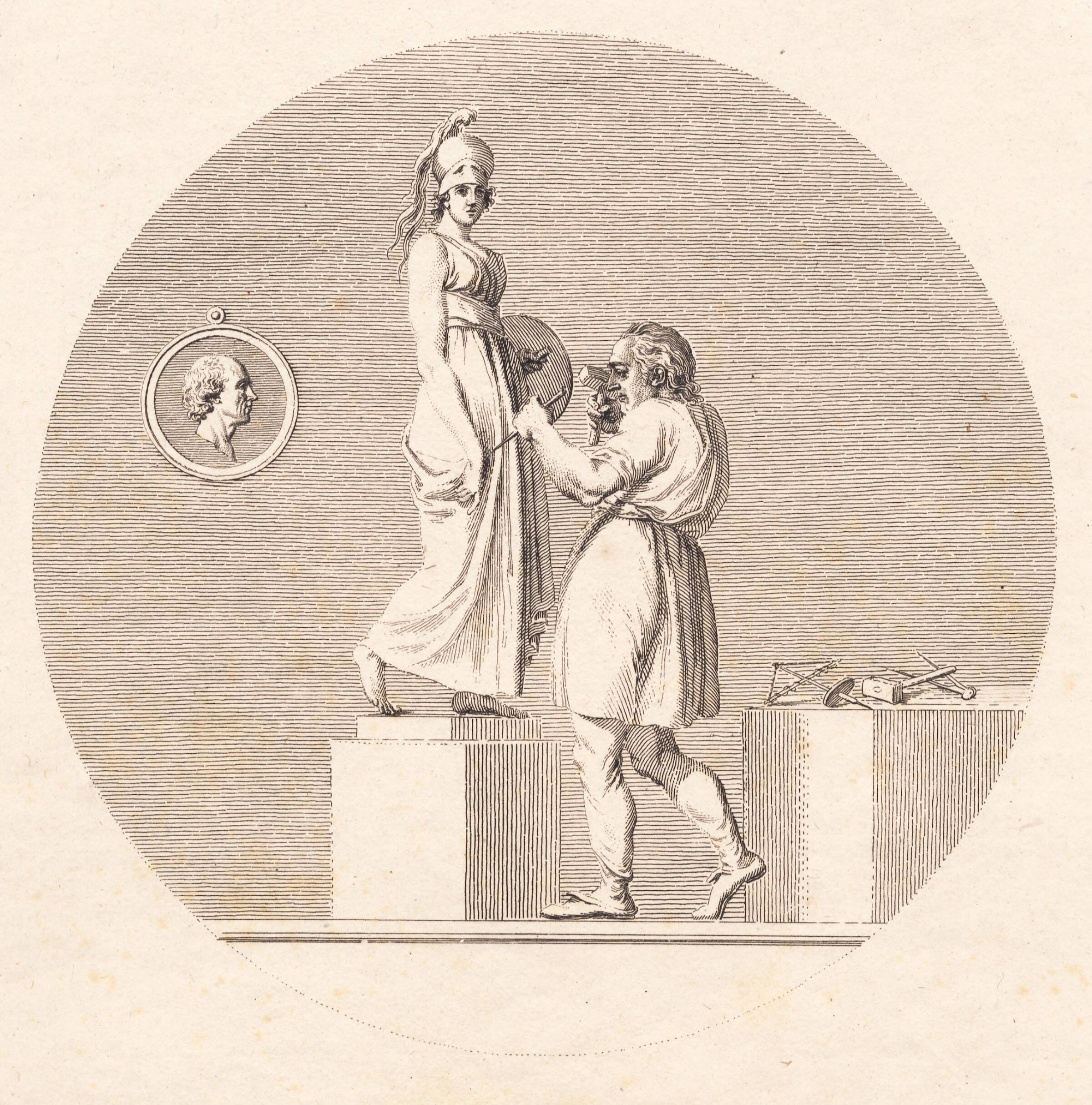 Sergel arbejder i sit atelier, J.F. Clemens, 1748-1831