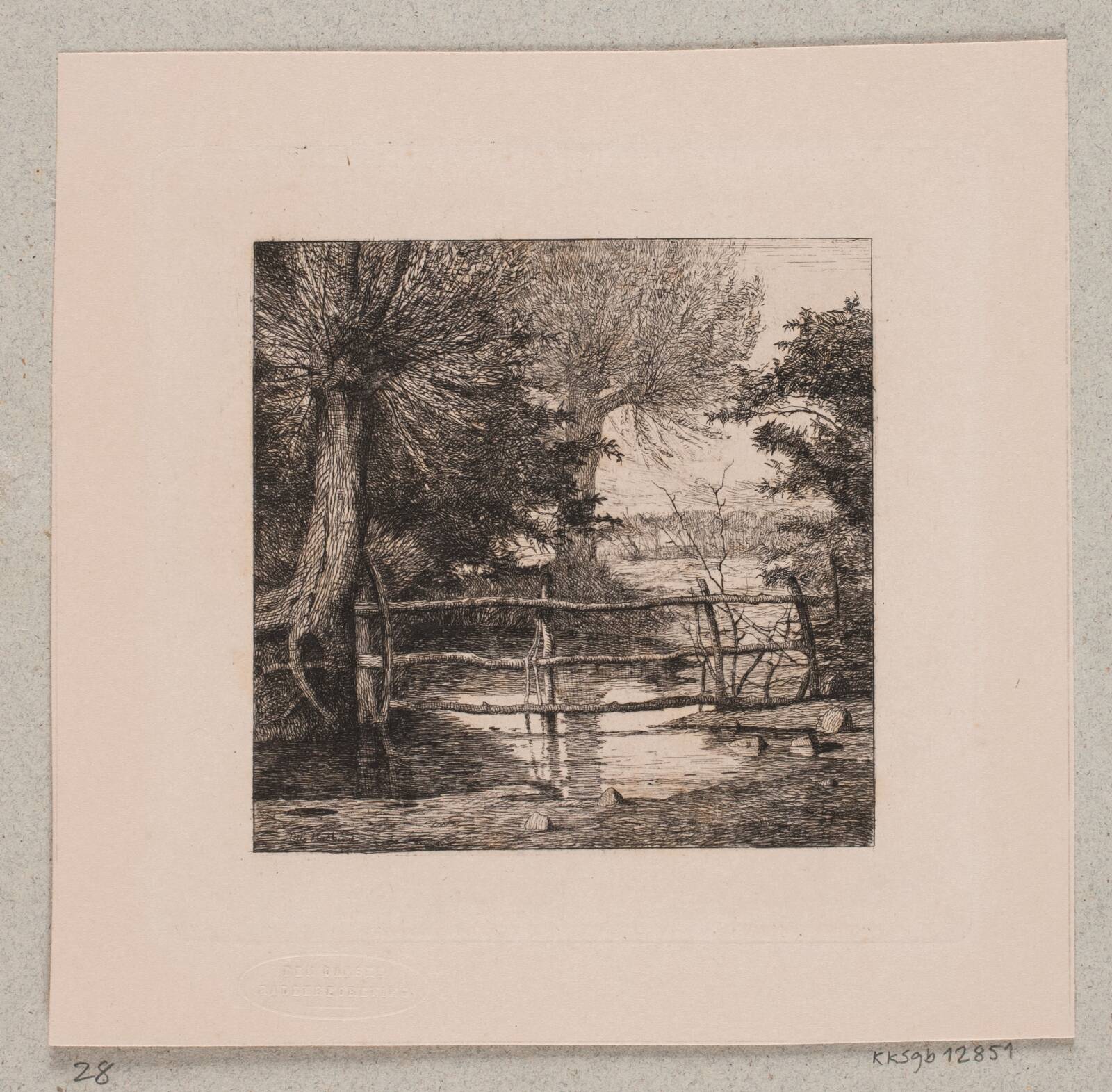 Piletræer ved et vandløb, Otto Haslund, 1865