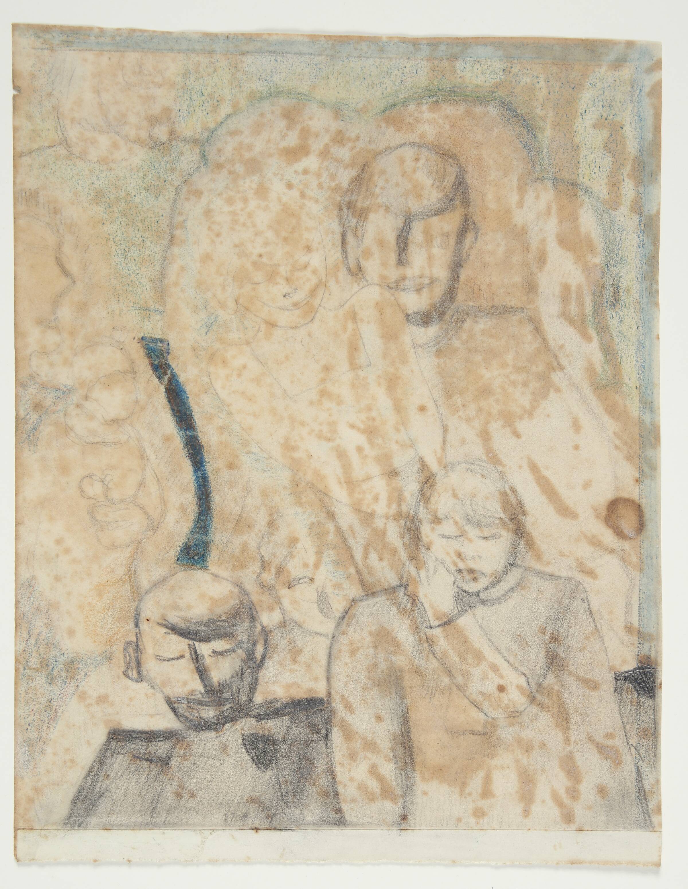 Komposition med figurer, i forgrunden en dreng, Else Fischer-Hansen, 1934-1935