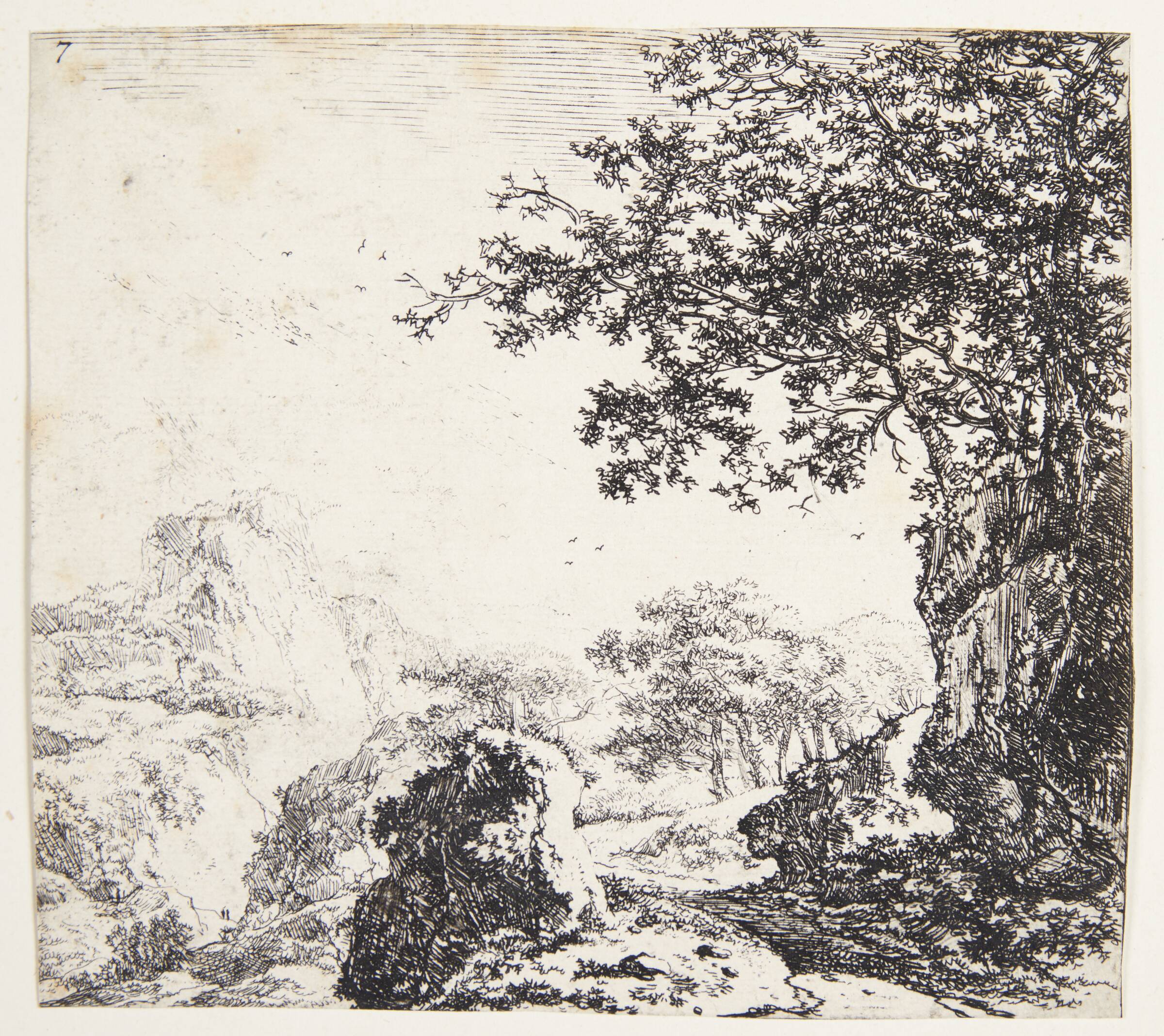 Bjergrigt landskab med en vej, Herman Naiwincx, 1623-1670