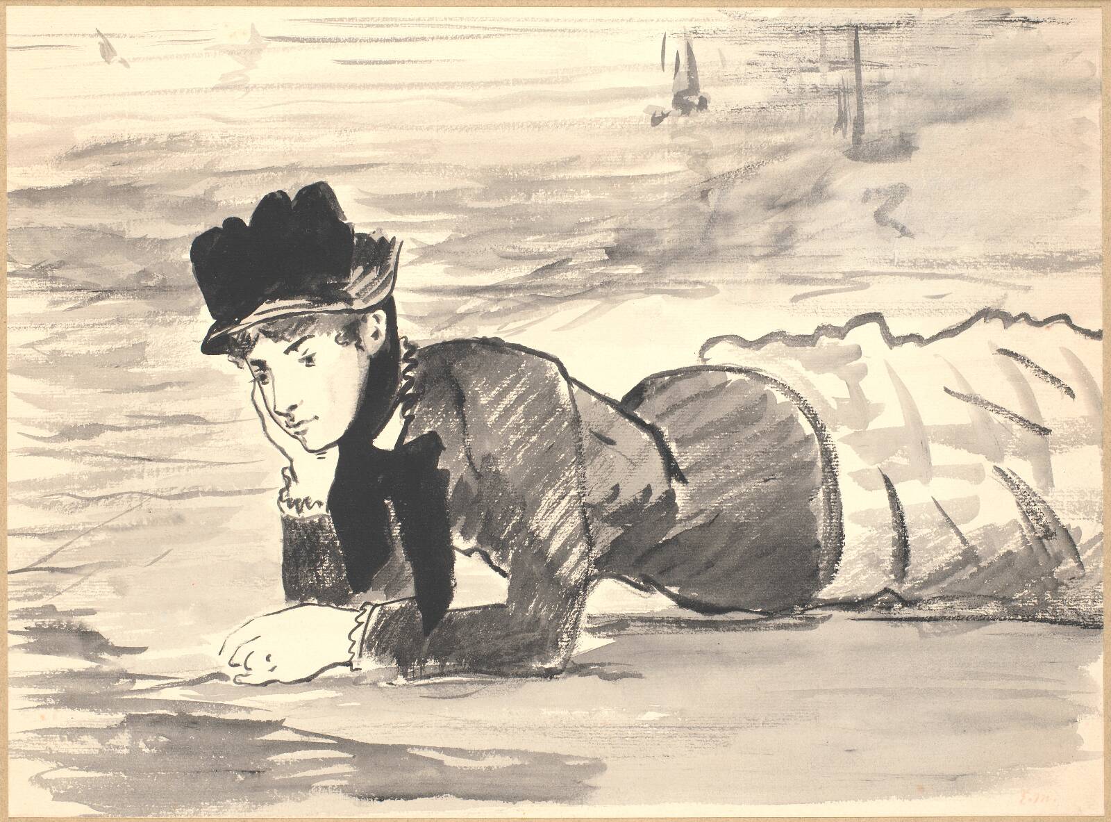 Woman Lying on the Beach. Annabel Lee, by Édouard Manet, 1879-1882