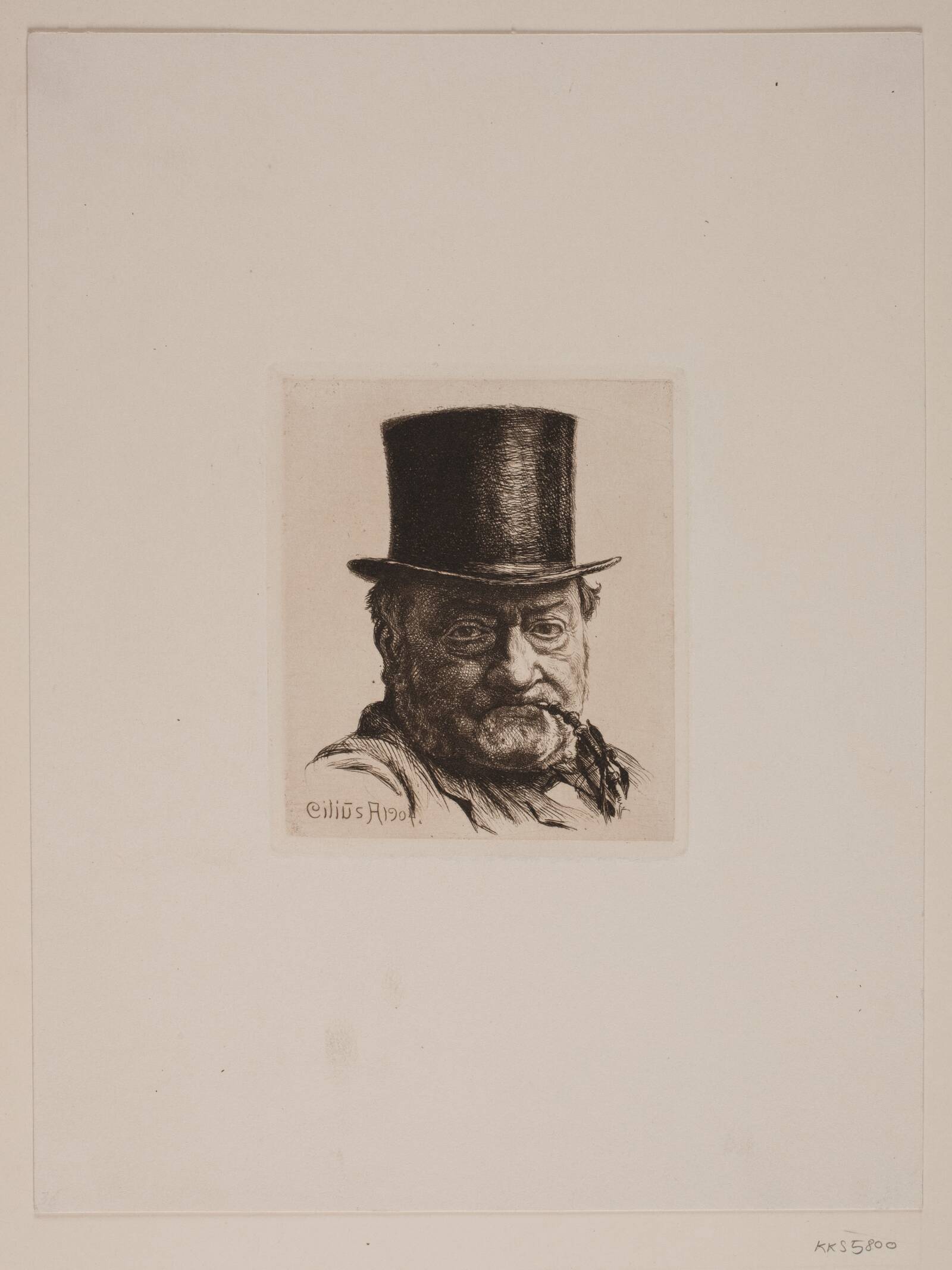 Mandshoved med høj hat, Andersen, Cilius, 1904