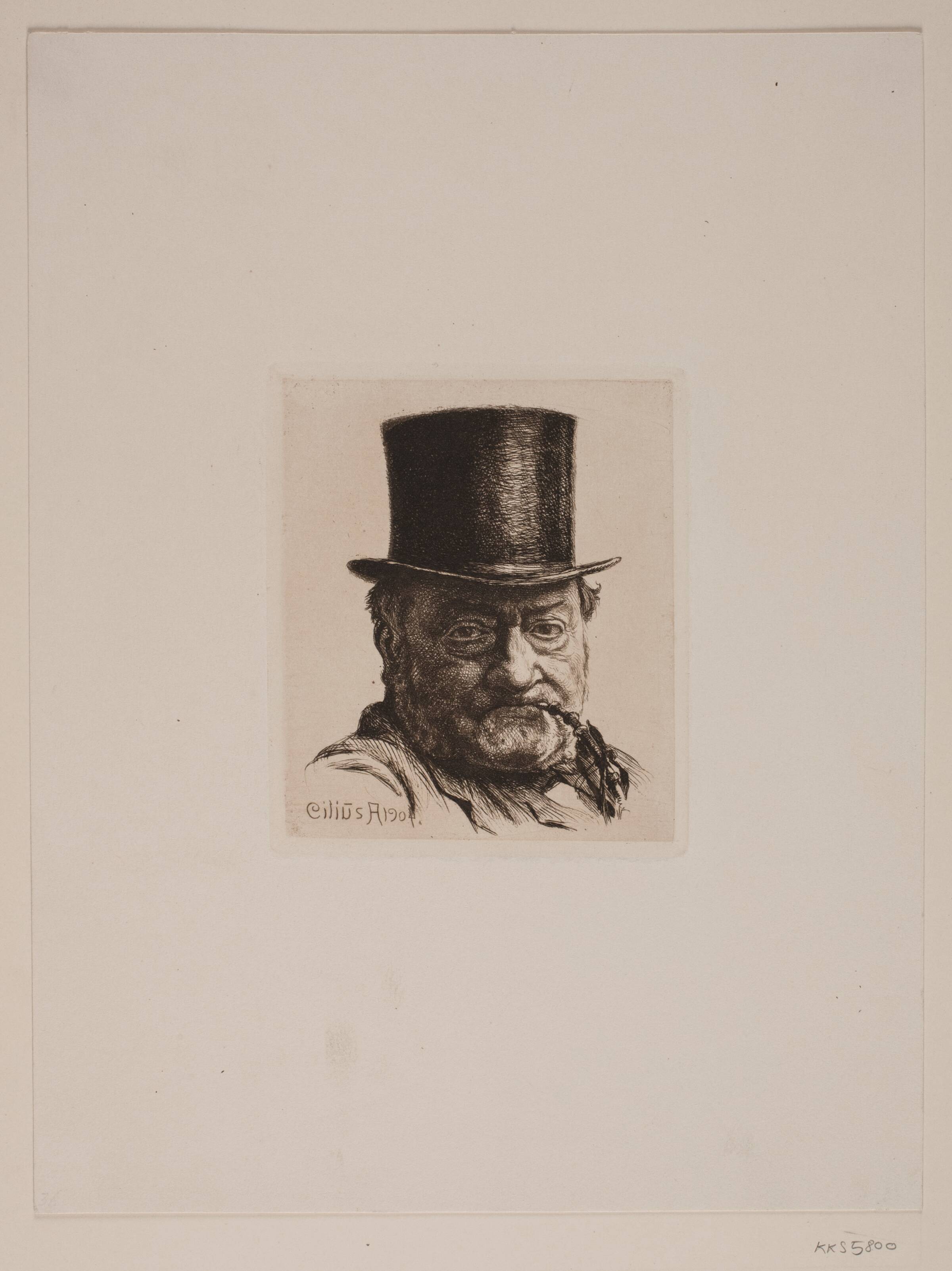 Mandshoved med høj hat, Andersen, Cilius, 1904