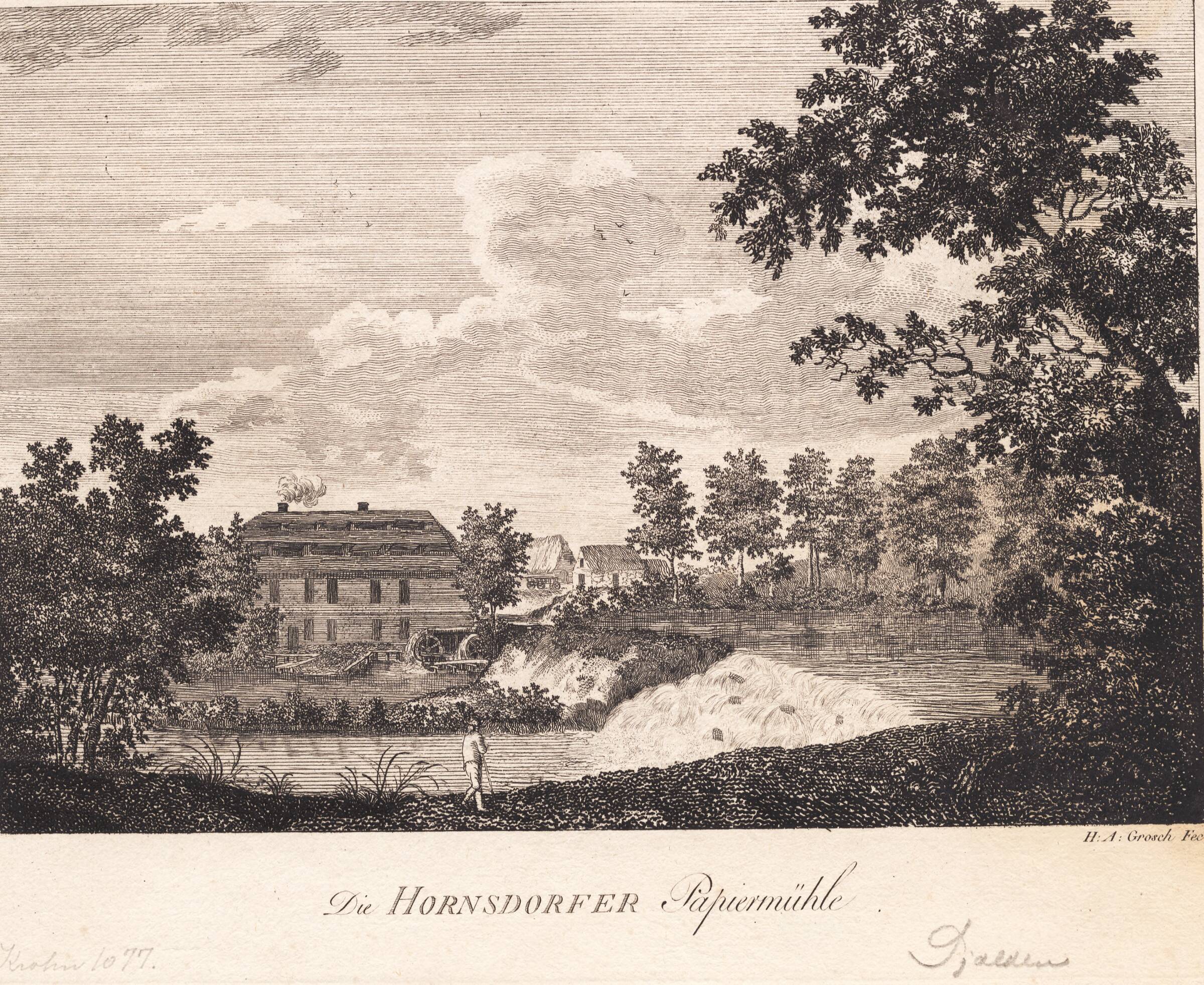 Die Hornsdorfer Papiermühle, Heinrich Grosch, 1790