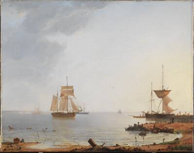 Skibe ved Sjællands kyst. Morgen
