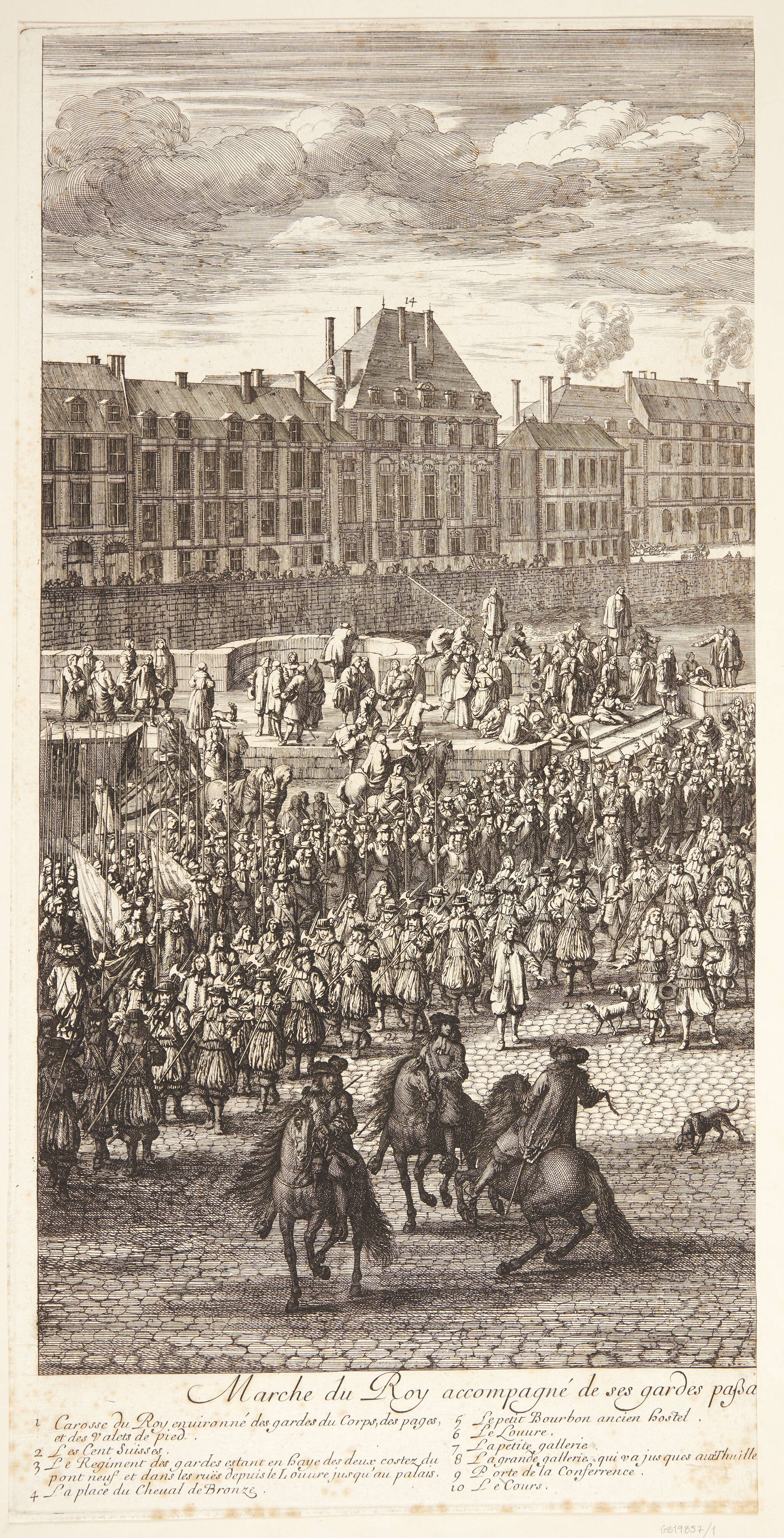 Ludvig XIV i procession over Pont Neuf (venstre del)