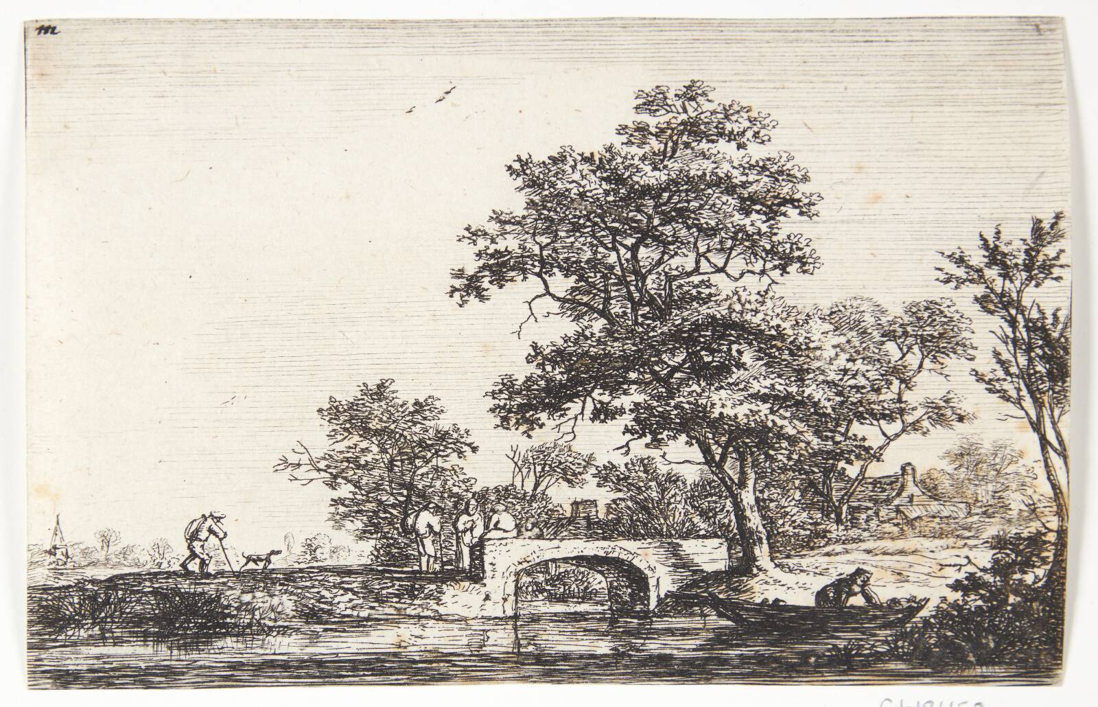 Fire mænd på en stenbro, Anthonie Waterloo, 1610-1690