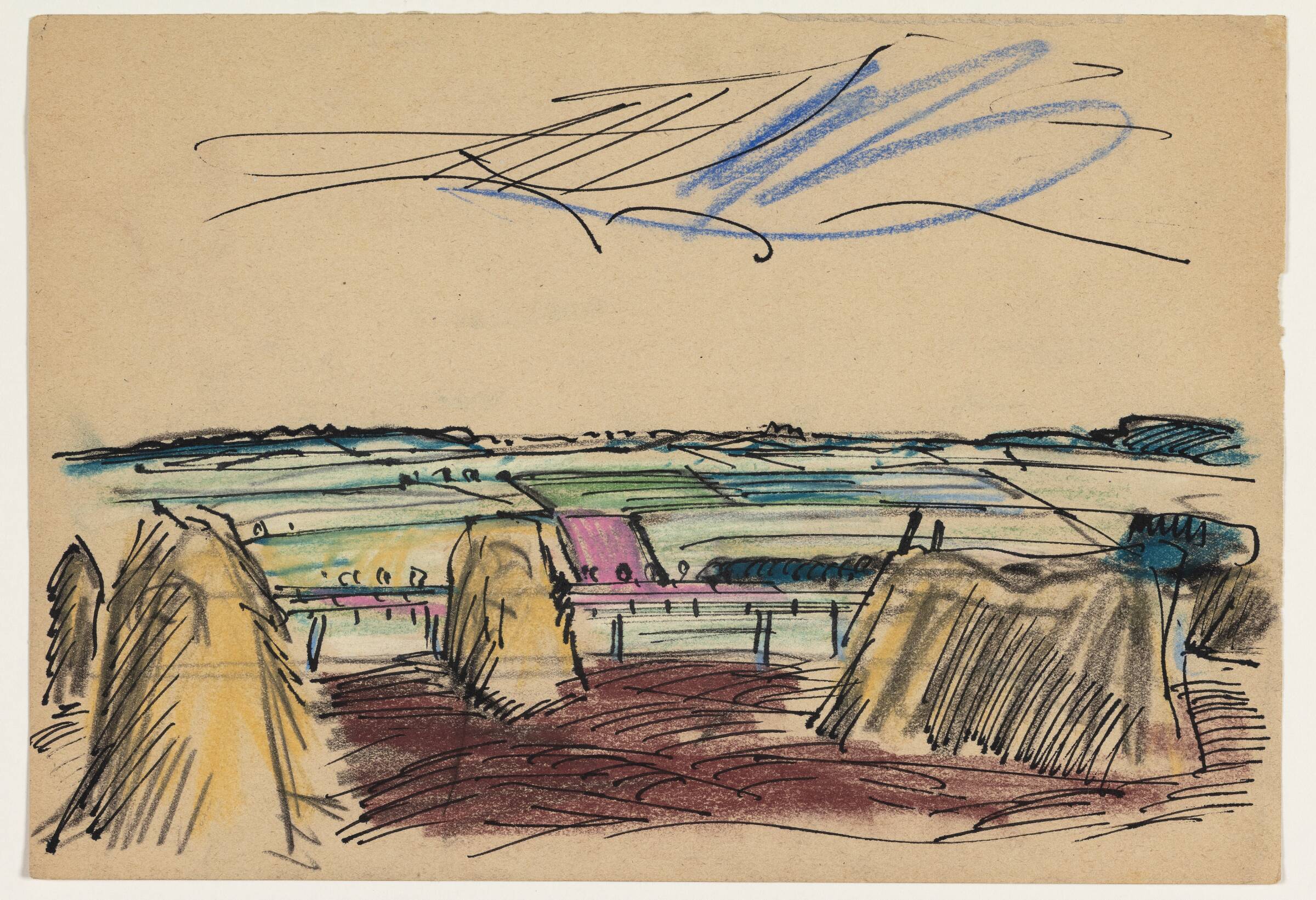 Landskab med marker, Johnson, William H., 1930-1947