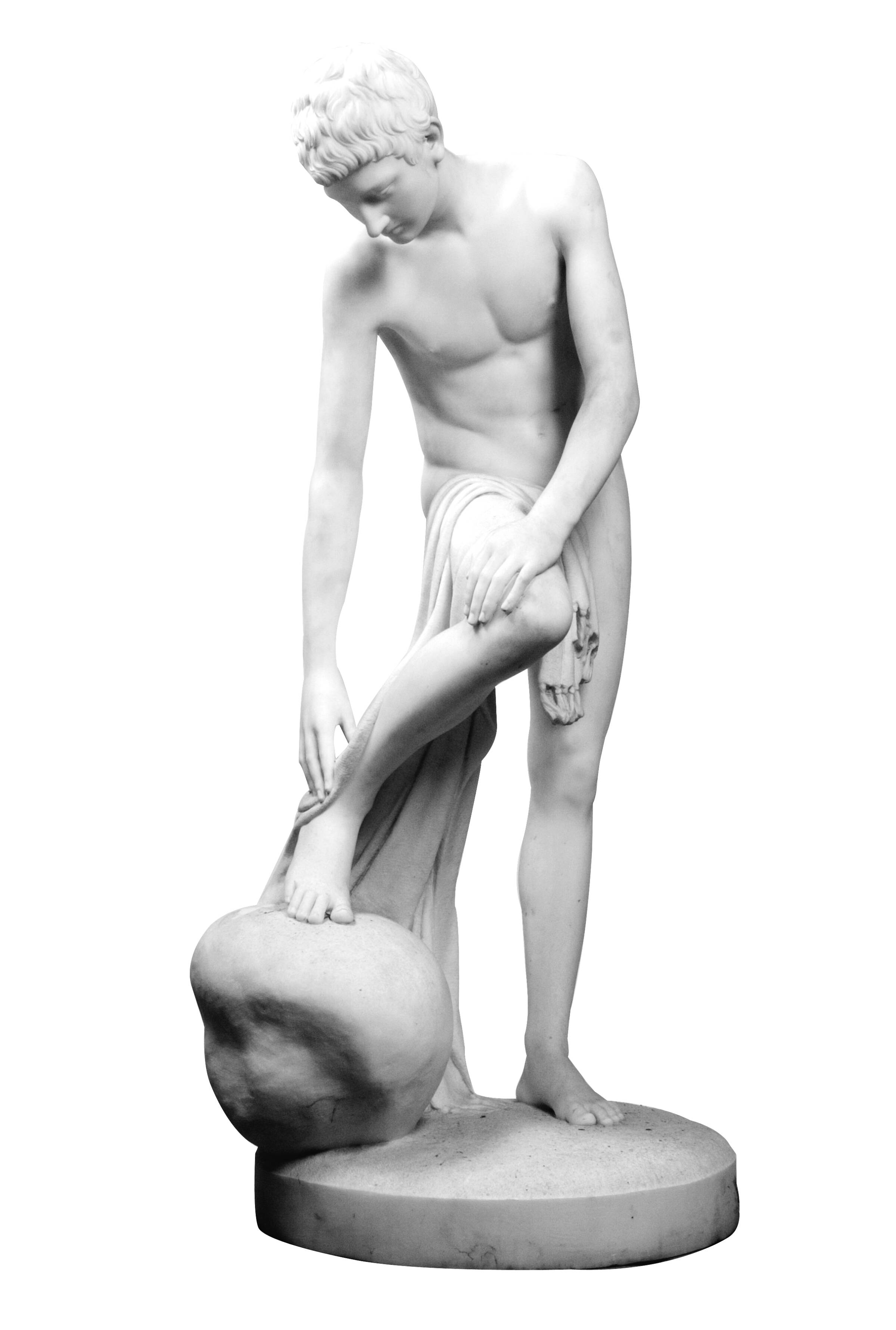En ung florentiner. Stående nøgen mand, der tørrer sin højre fod, Carl Aarsleff, 1899-1902