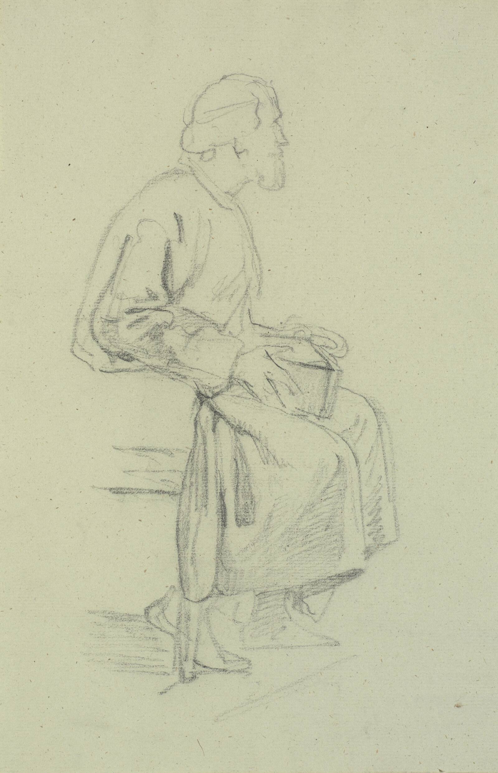Figurstudier. Siddende gammel mand, Wilhelm Marstrand, 1810-1873