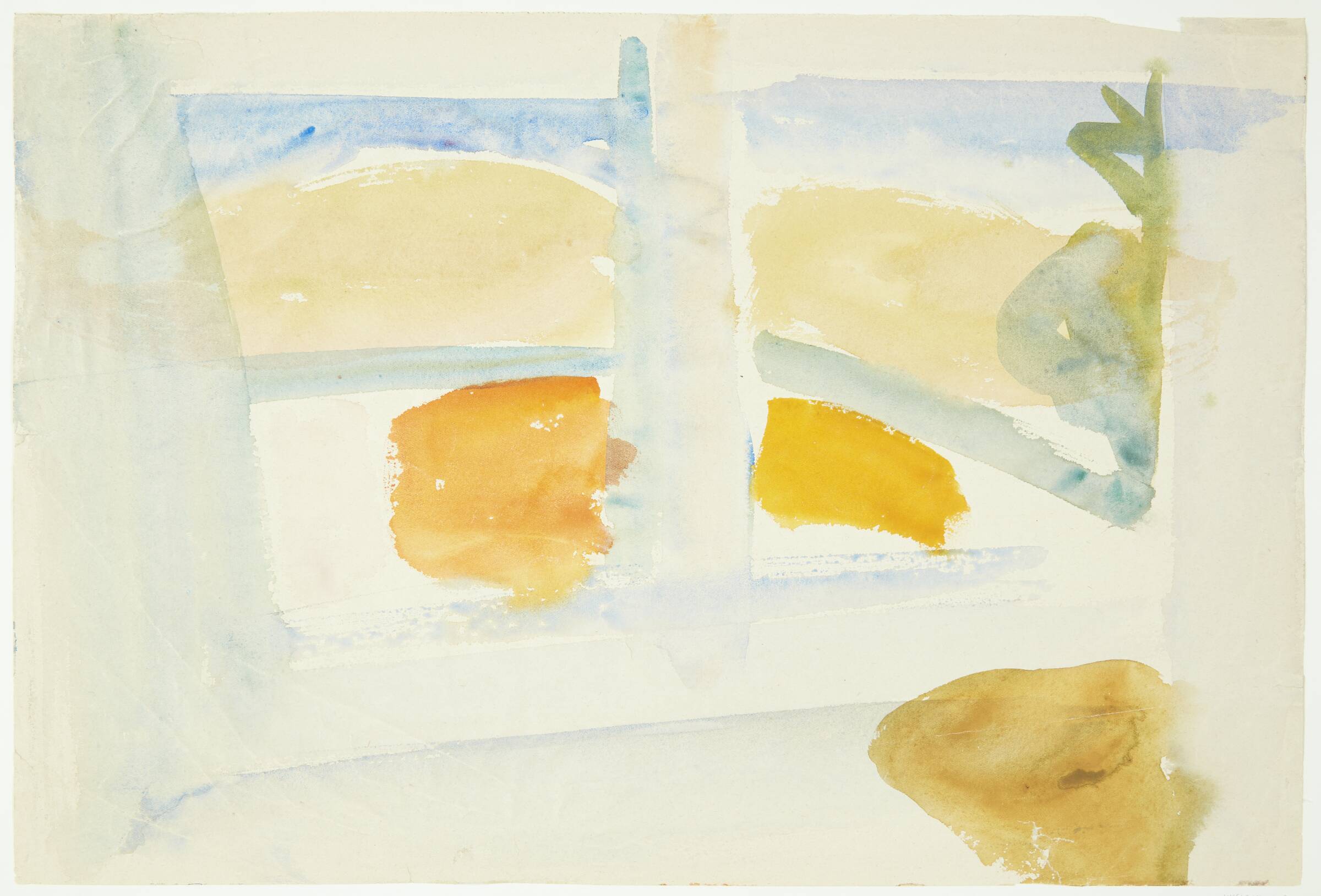 Udsigt gennem et vindue til en strand, Sydfrankrig, Edvard Weie, 1935
