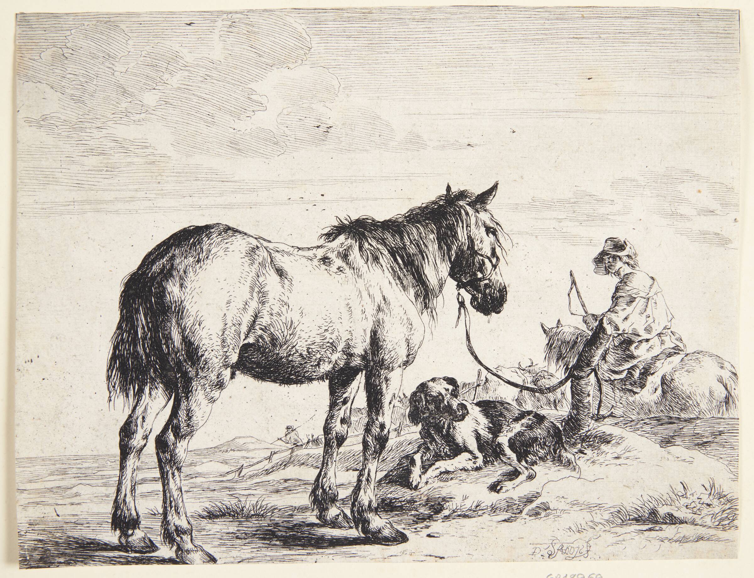 Hest tøjret til en pæl, Dirk Stoop, 1651