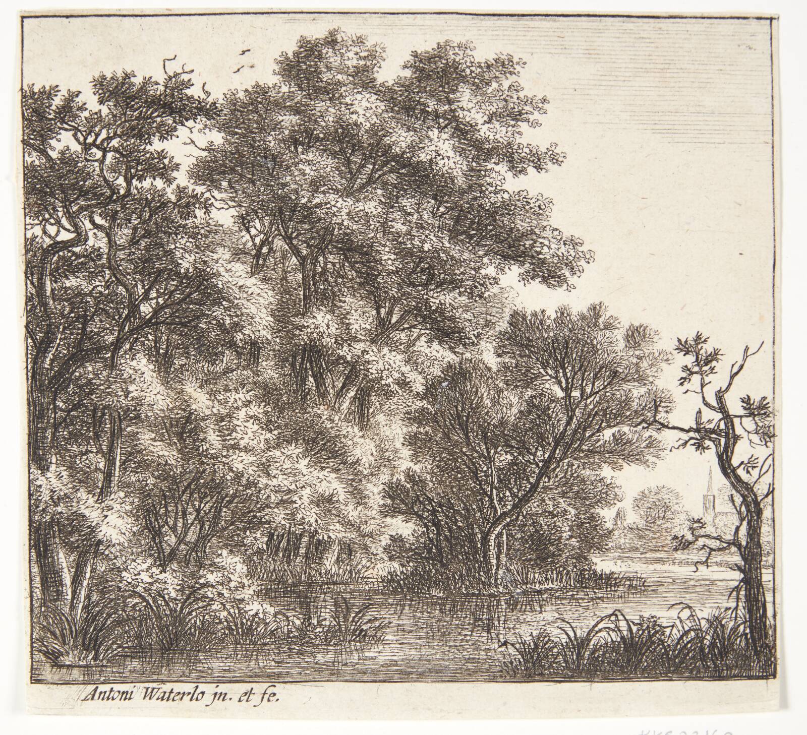 Lille bevokset ø i en sø, Anthonie Waterloo, 1610-1690