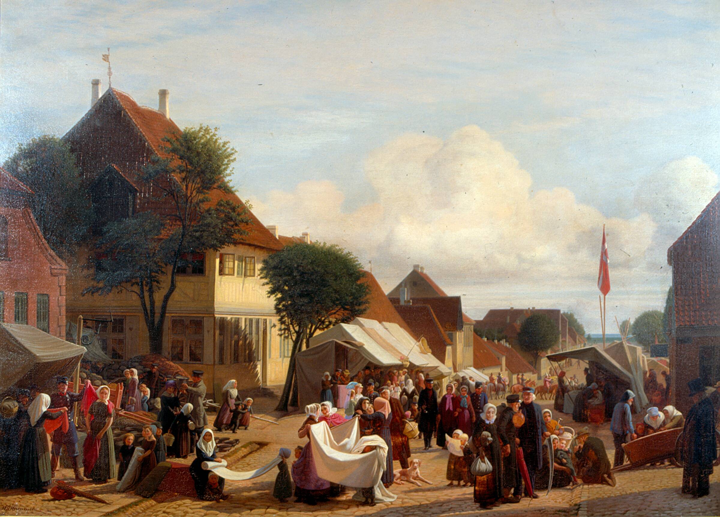 En markedsdag i Fredericia, H.J. Hammer, 1830-1882