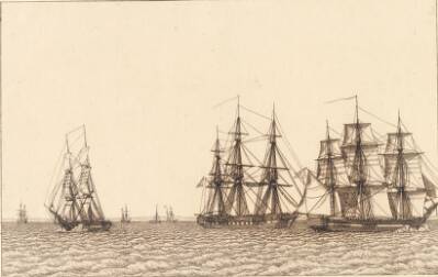 En brig sejlende. Illustration til "Linearperspectiven", Tavle IXb