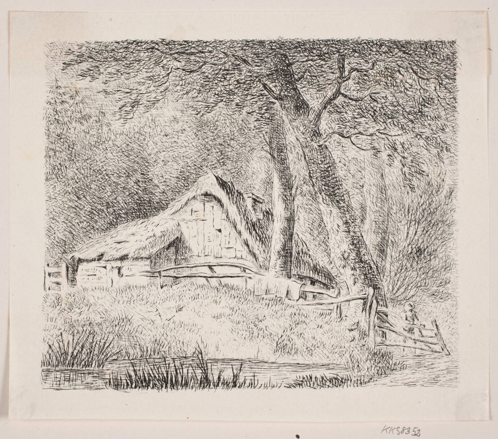 Bondehus i en skov, J.P. Møller, 1783-1854