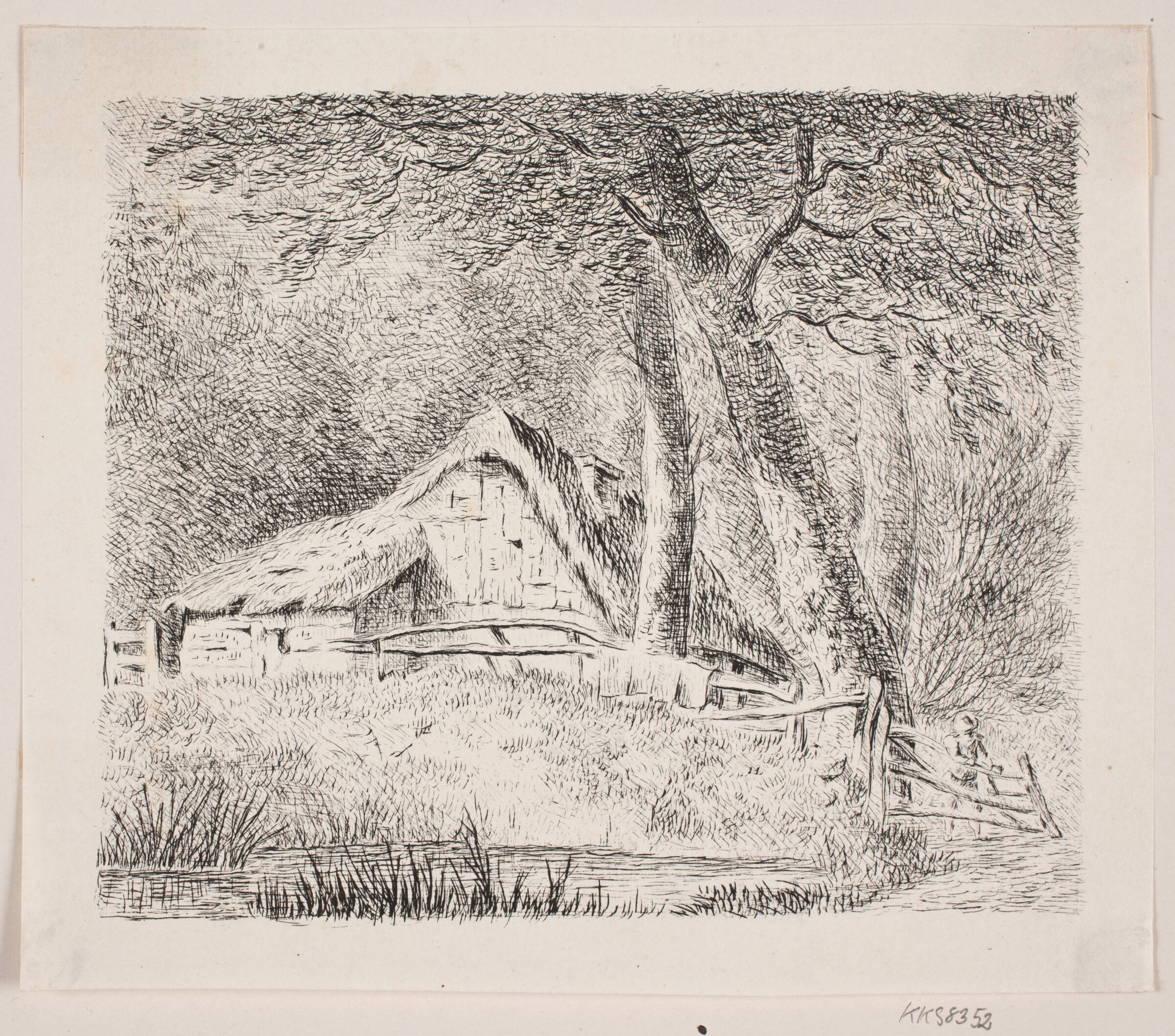 Bondehus i en skov, J.P. Møller, 1783-1854