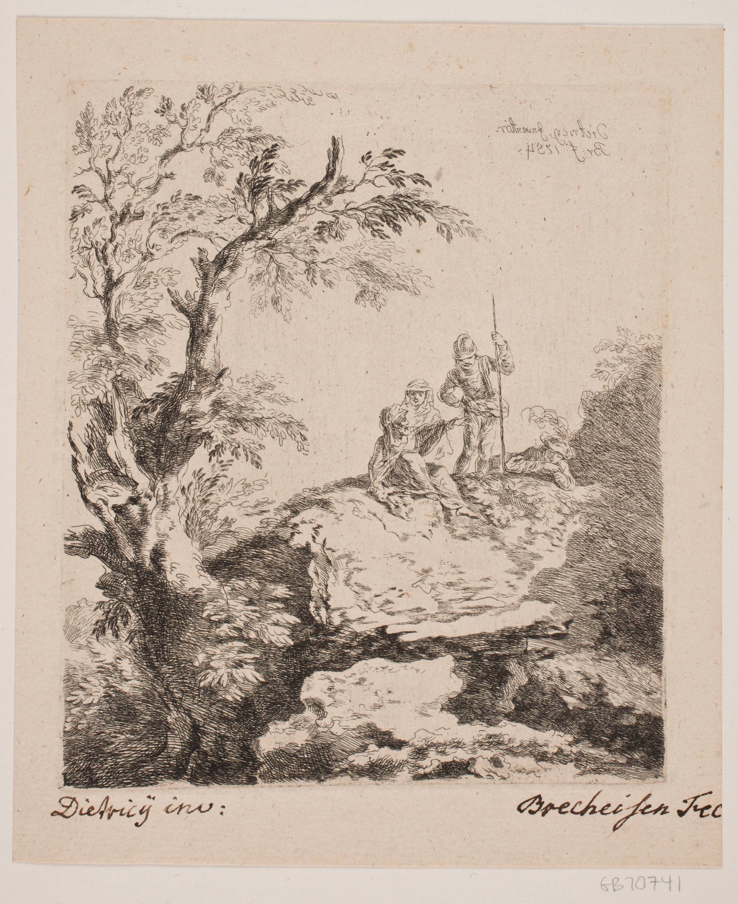 Klippelandskab med Figurer, Joseph Brecheisen, 1754