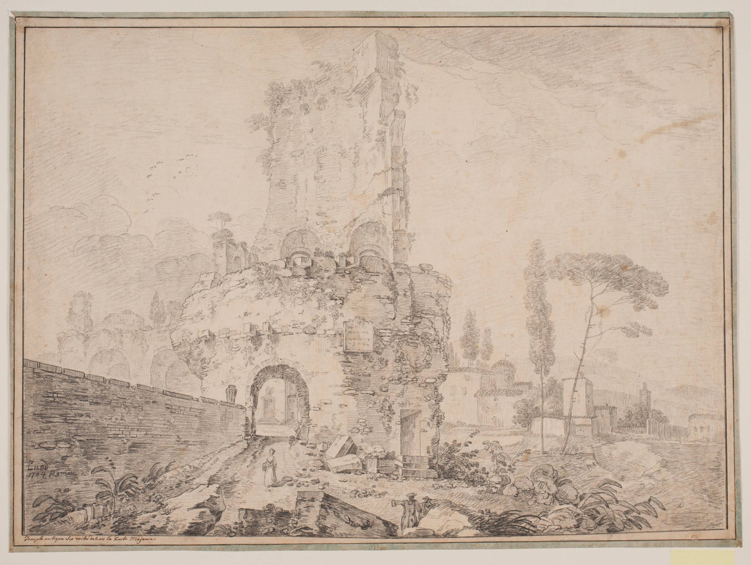 Landskab med ruiner udenfor Rom, Jens Petersen Lund, 1764