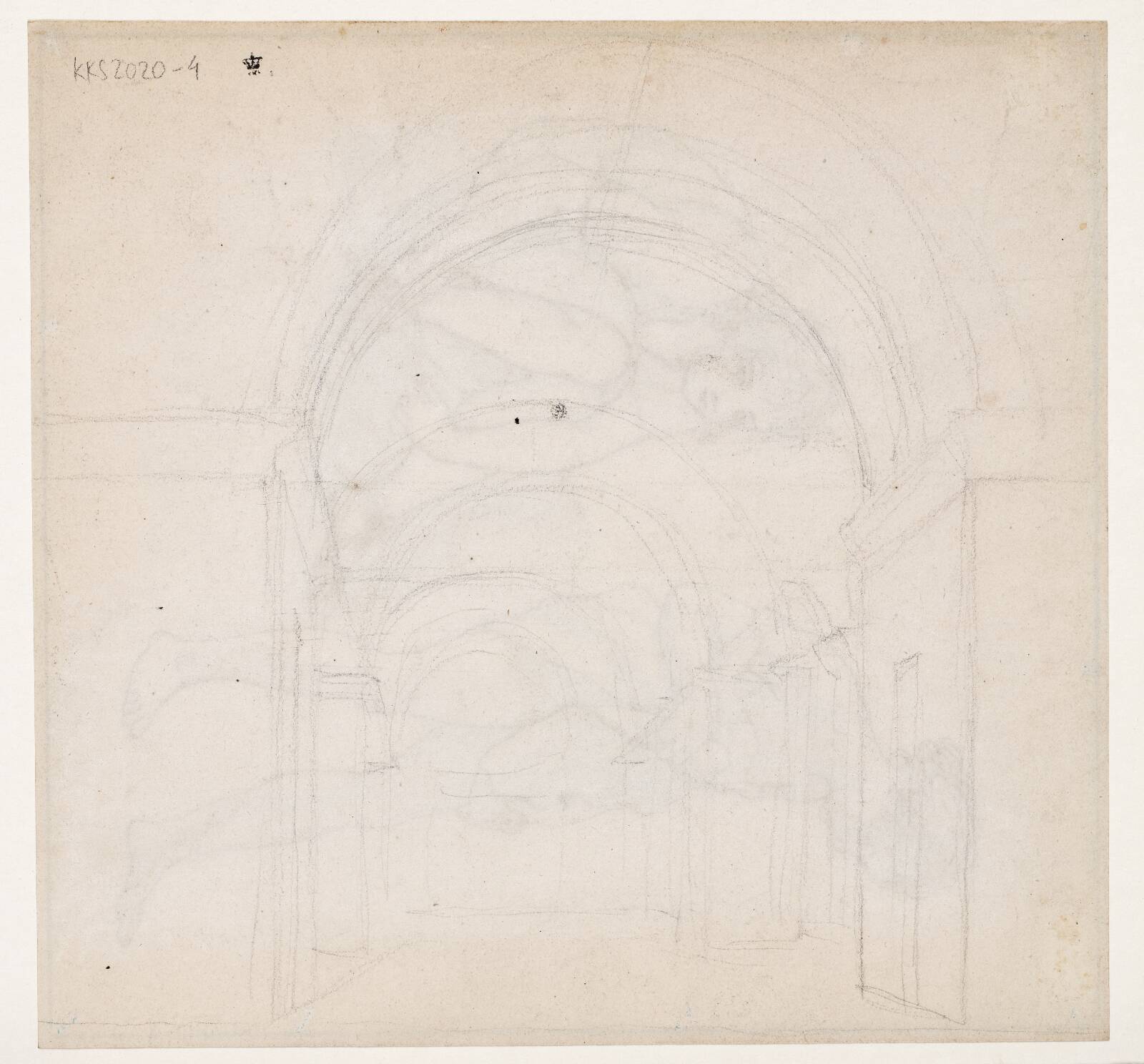 Løs skitse af et sideskib, C.W. Eckersberg, 1783-1853
