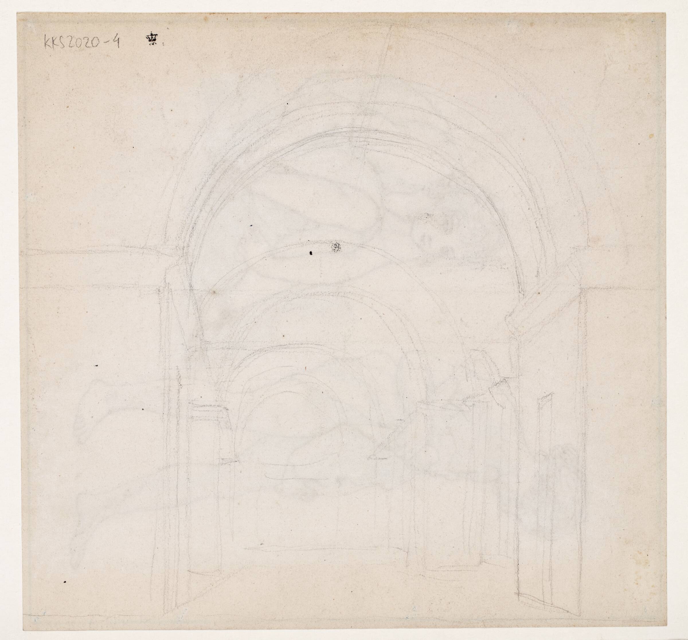 Løs skitse af et sideskib, C.W. Eckersberg, 1783-1853