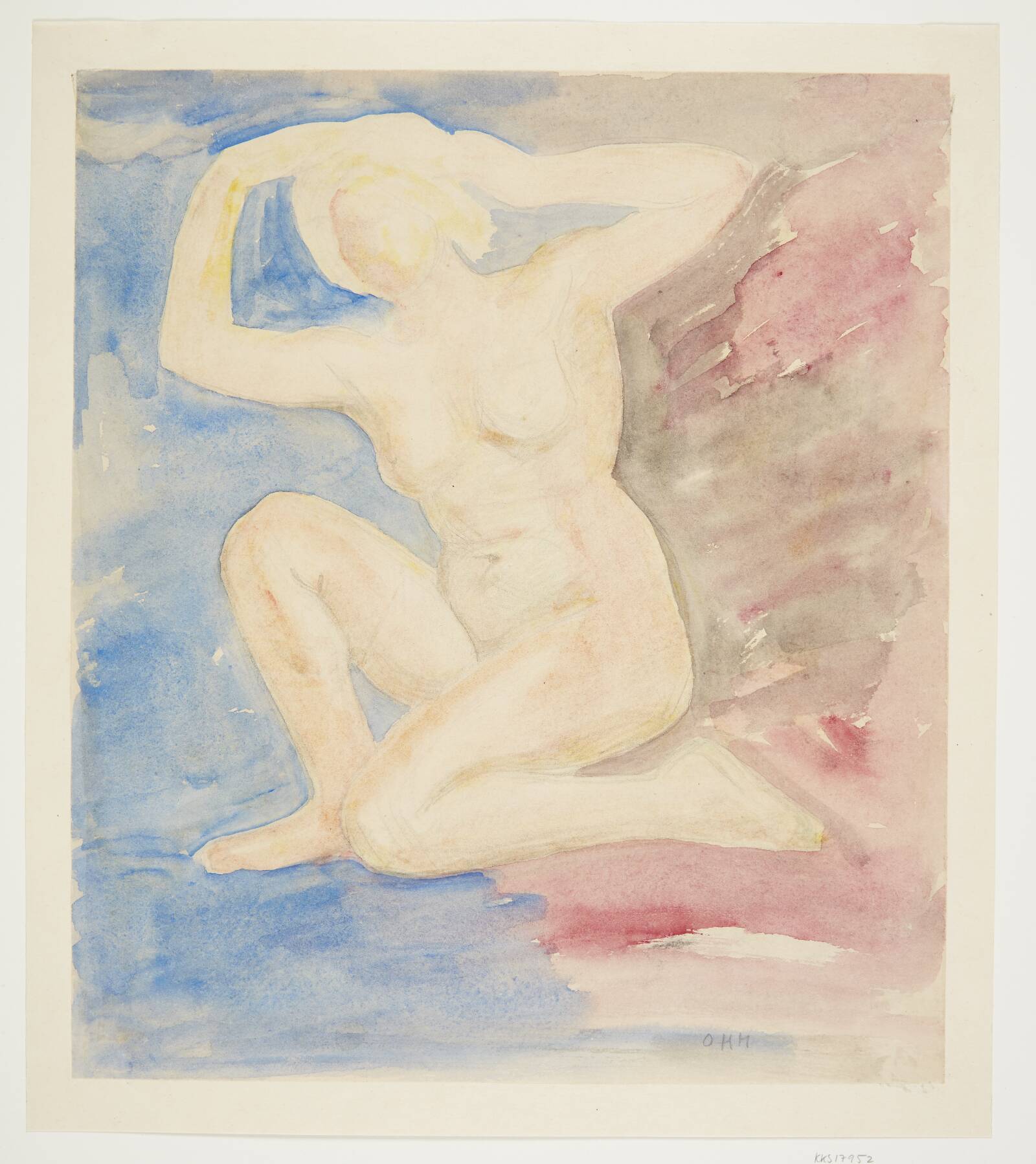 Halvknælende nøgen kvinde, Olivia Holm-Møller, 1946