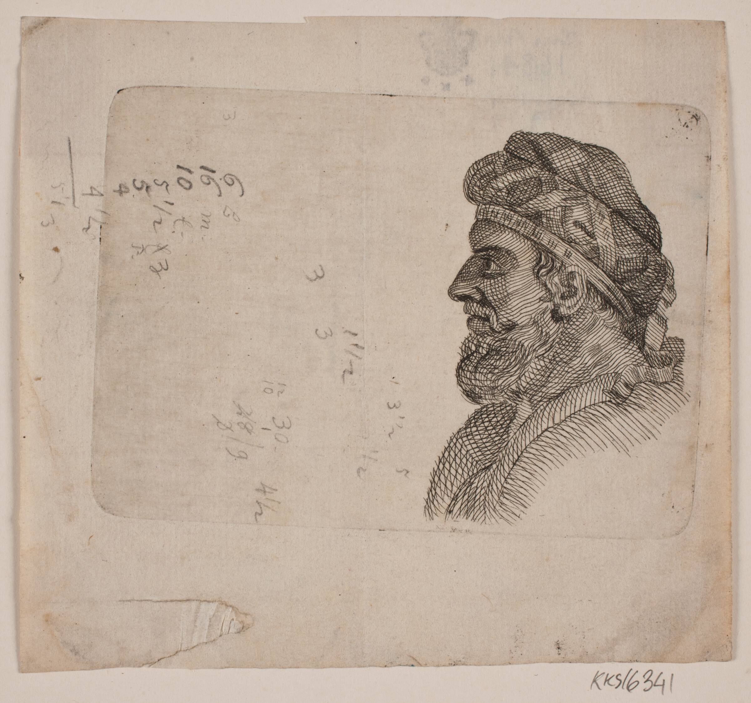 Studiehoved af gammel mand i profil, Gerhard Ludvig Lahde, 1765-1833