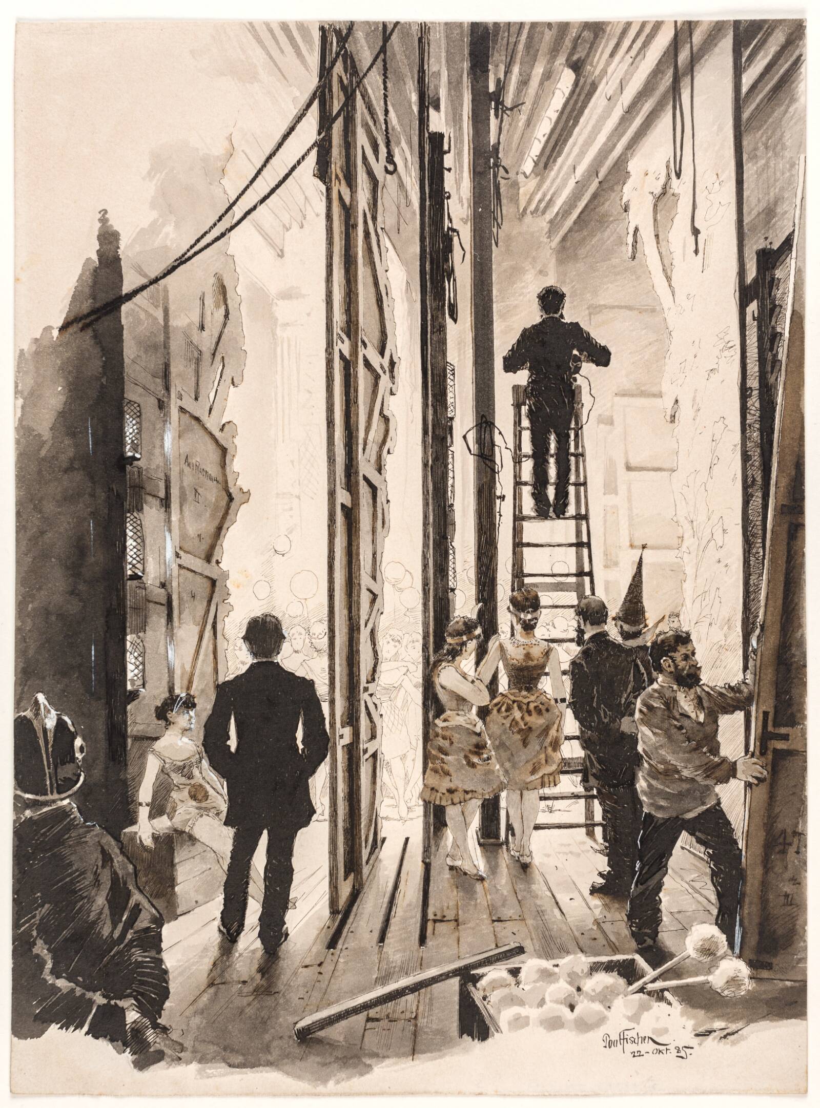 Casinos kulisser, Paul Fischer, 1885