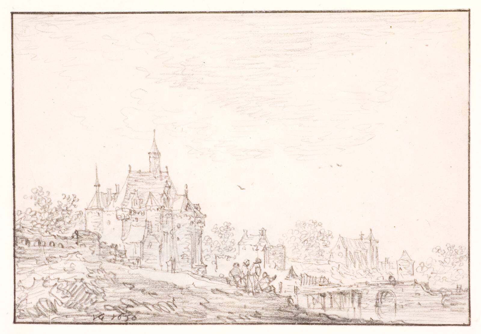 Landskab med byport, by Jan Josefsz van Goyen, 1650