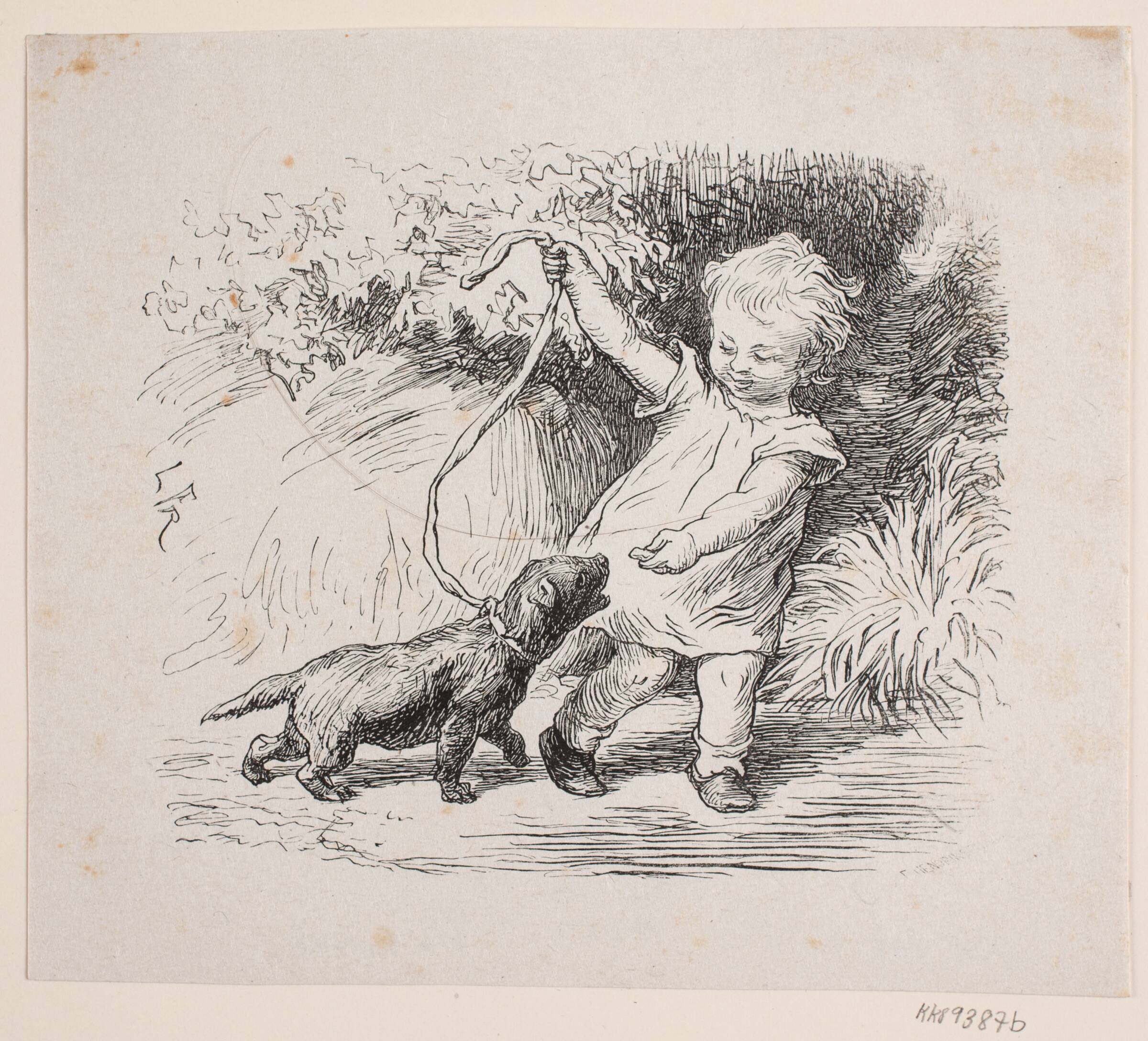 Illustration til H. C. Andersen "Drengen og hundehvalpen", F. Hendriksen, 1872