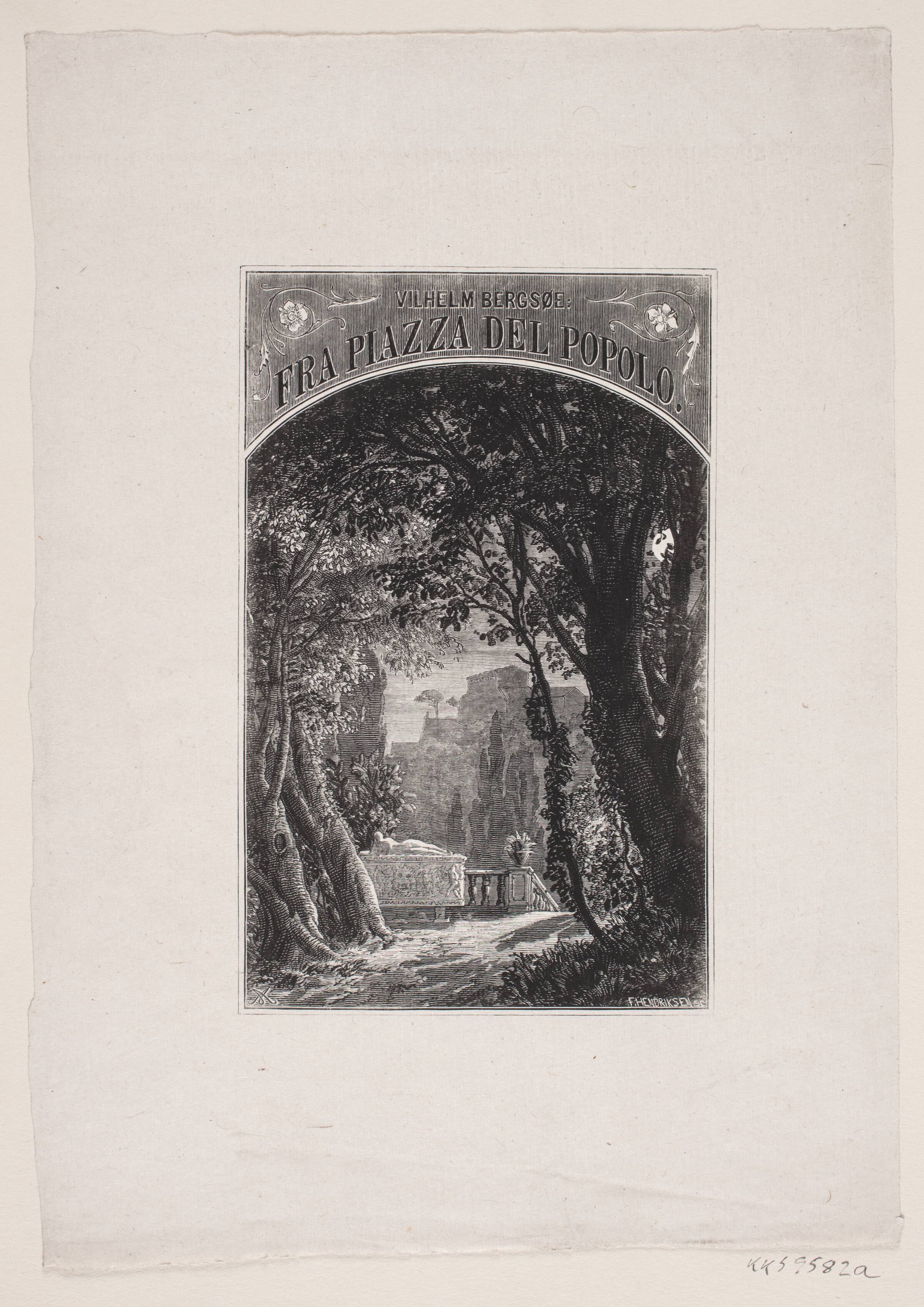 Omslag til Vilhelm Bergsøe, "Fra Piazza del Popolo", F. Hendriksen, 1866