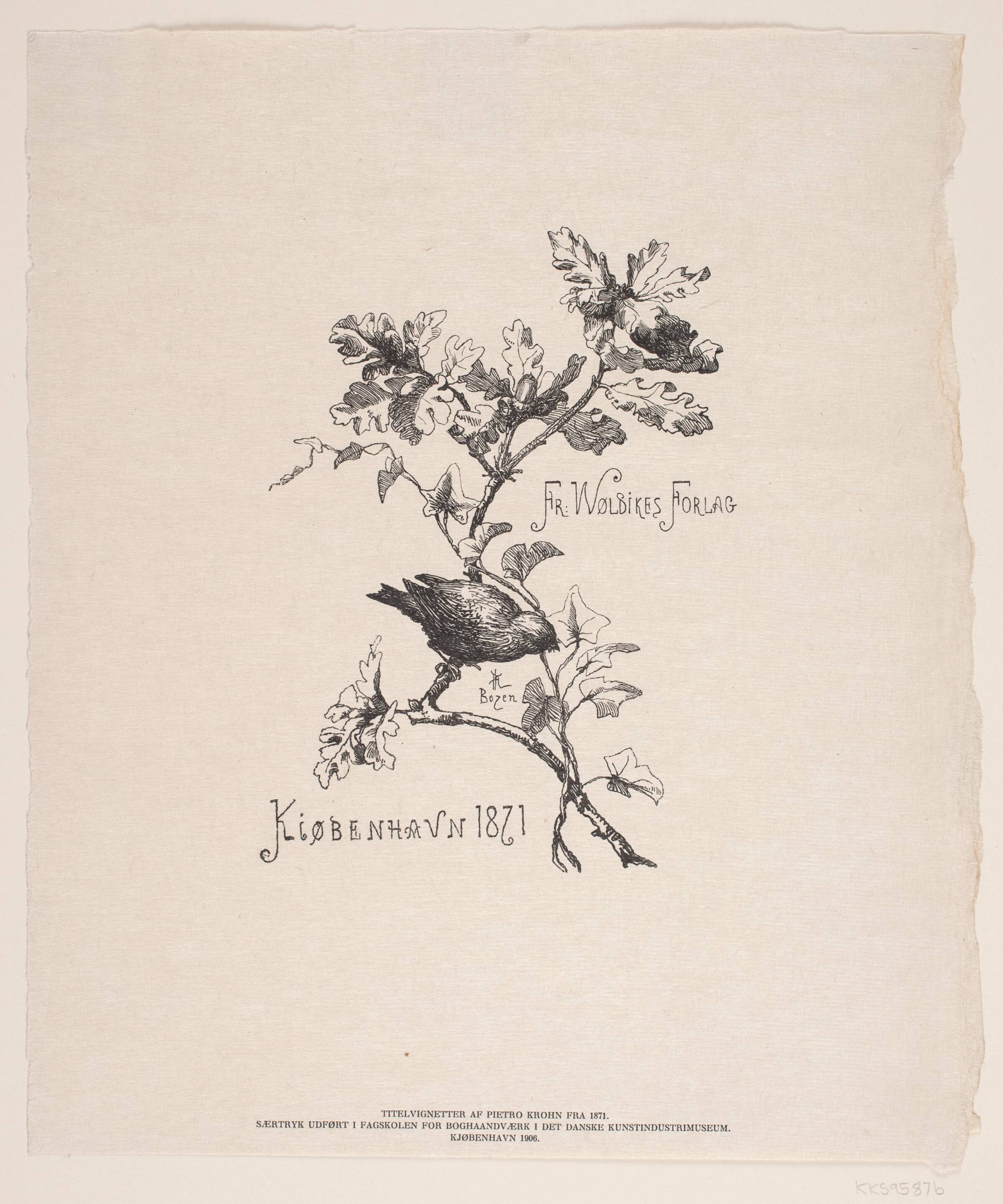 Omslagets bagside til Chr. Winthers "Billedbog for Store og Små", F. Hendriksen, 1847-1871