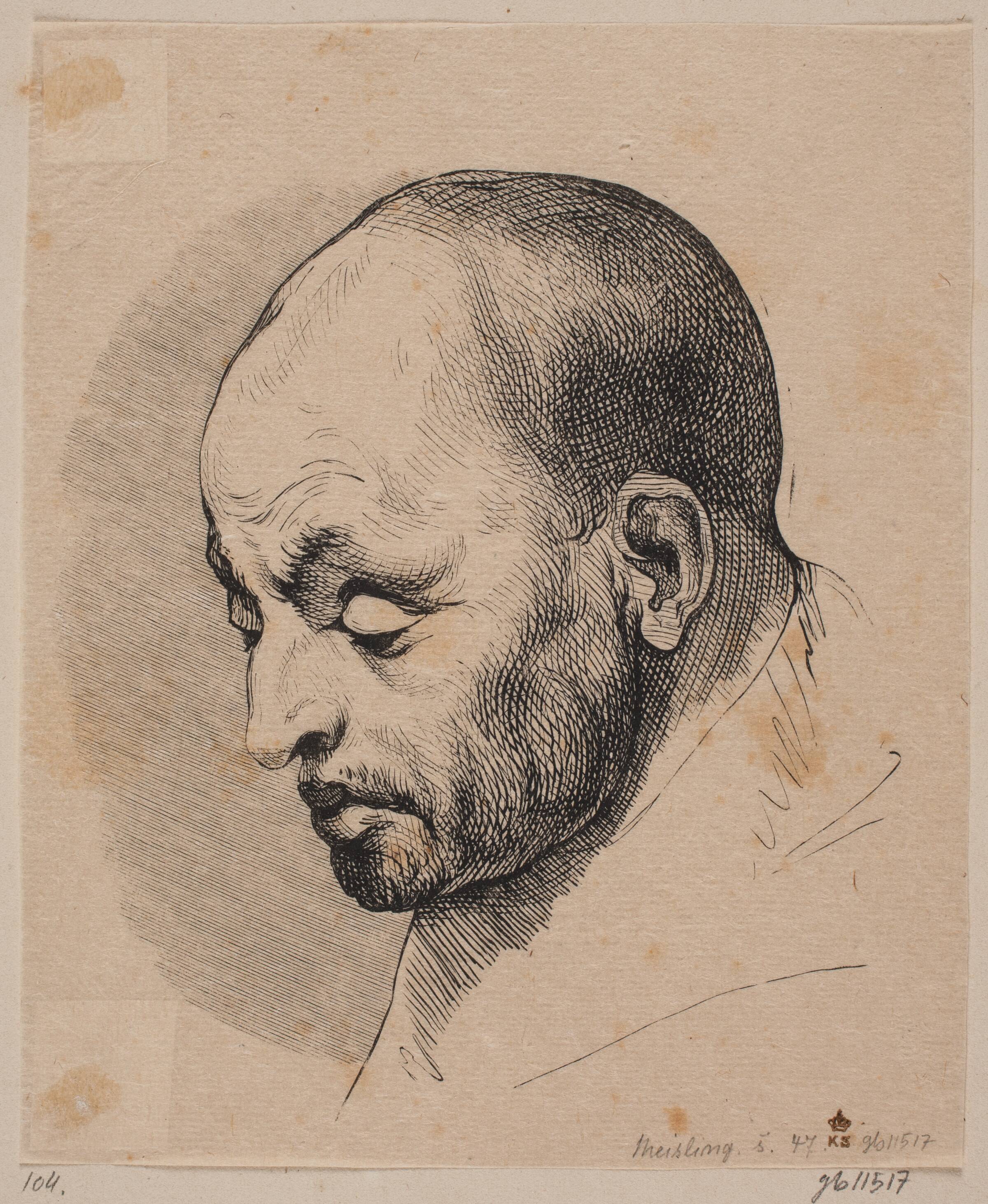 Hovedet af en skaldet mand, Peter Ludvig Meisling, 1847