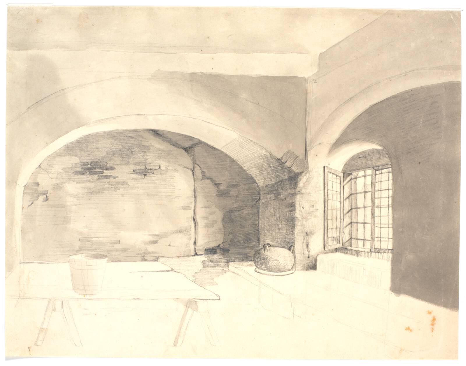 Kælderinteriør, Wilhelm Bendz, 1820-1832