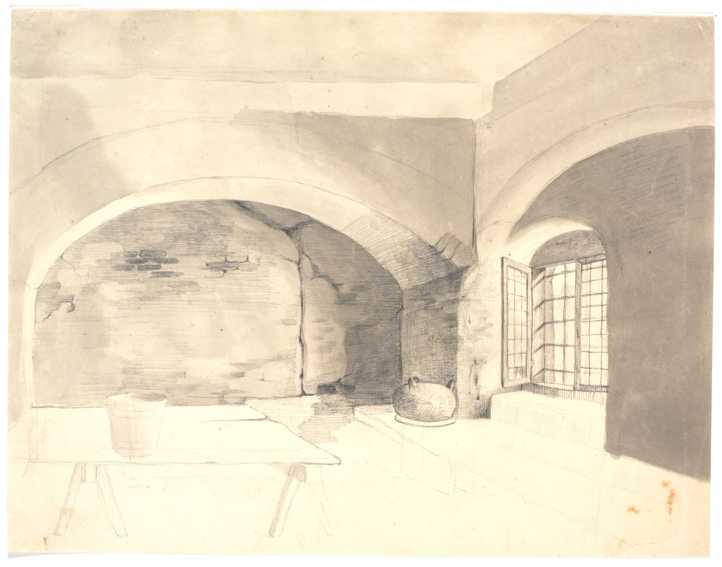 Kælderinteriør, Wilhelm Bendz, 1820-1832