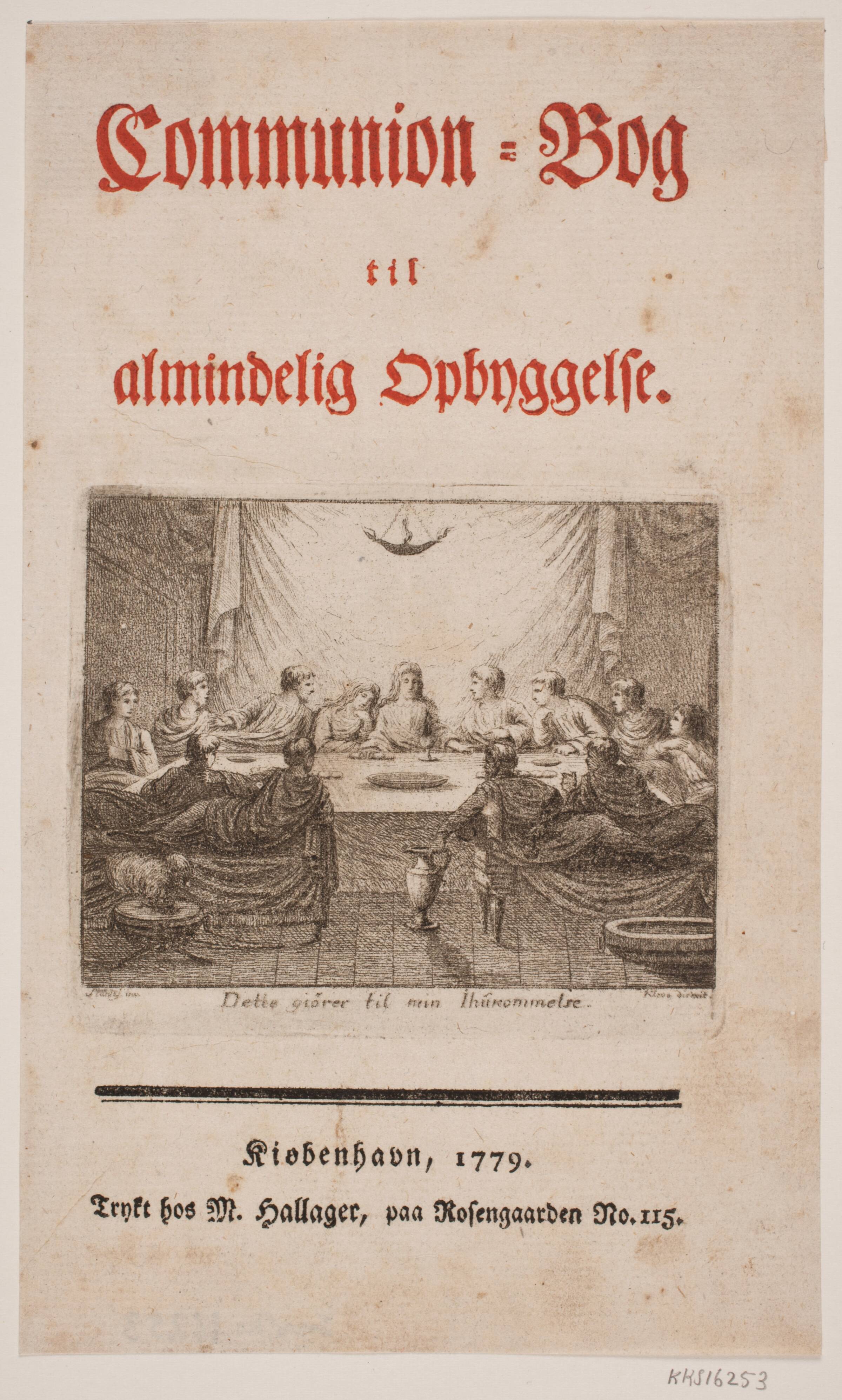 Titelblad til "Communion: bog til almindelig opbyggelse", Terkel Kleve, 1779